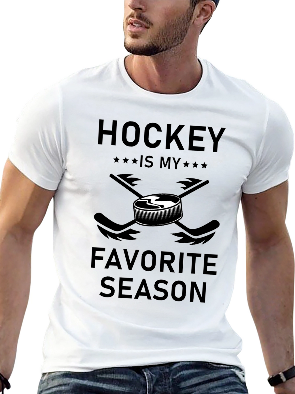 Hockey is My Favorite Season Black T-Shirt
