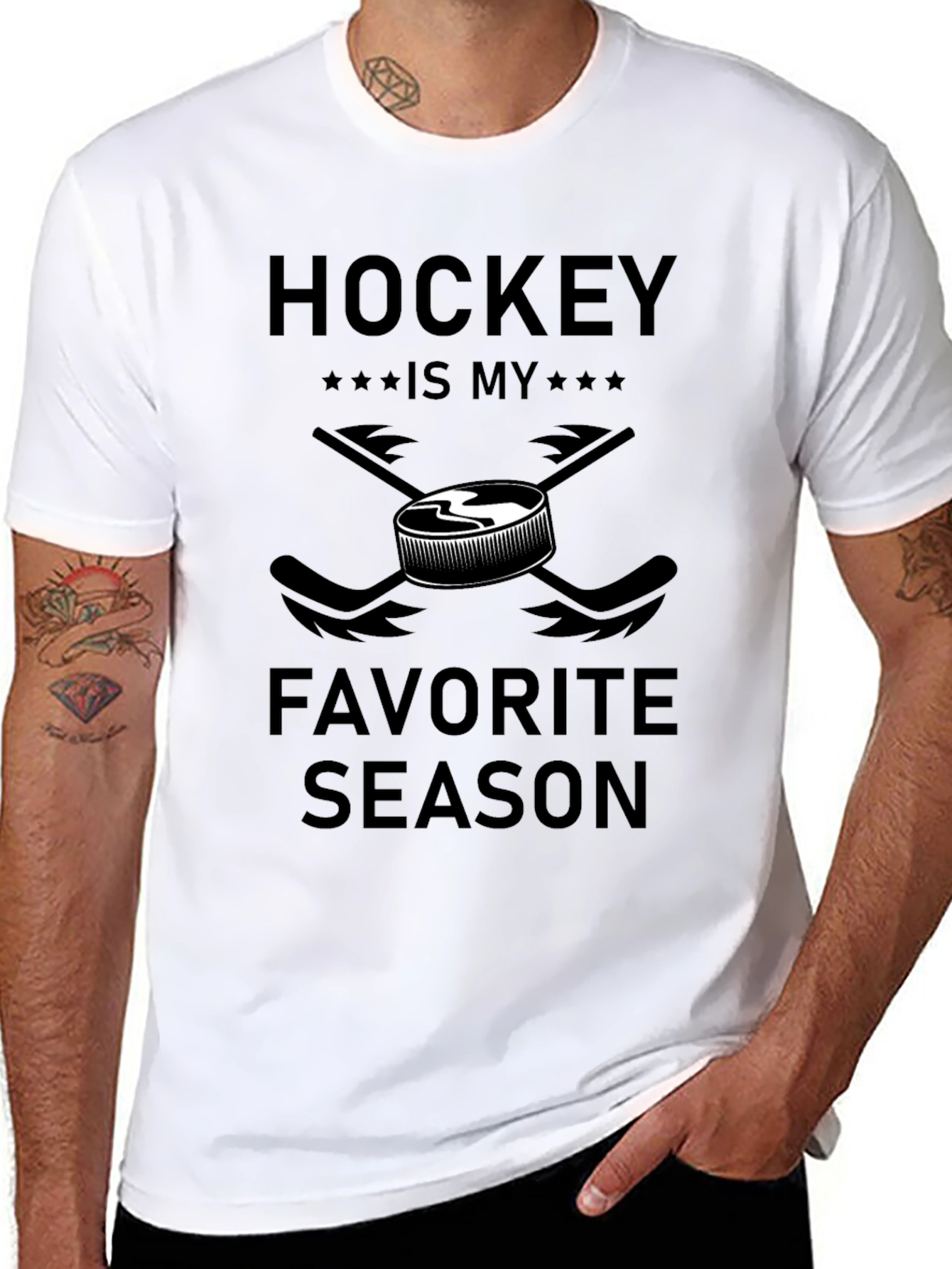 Hockey is My Favorite Season Black T-Shirt