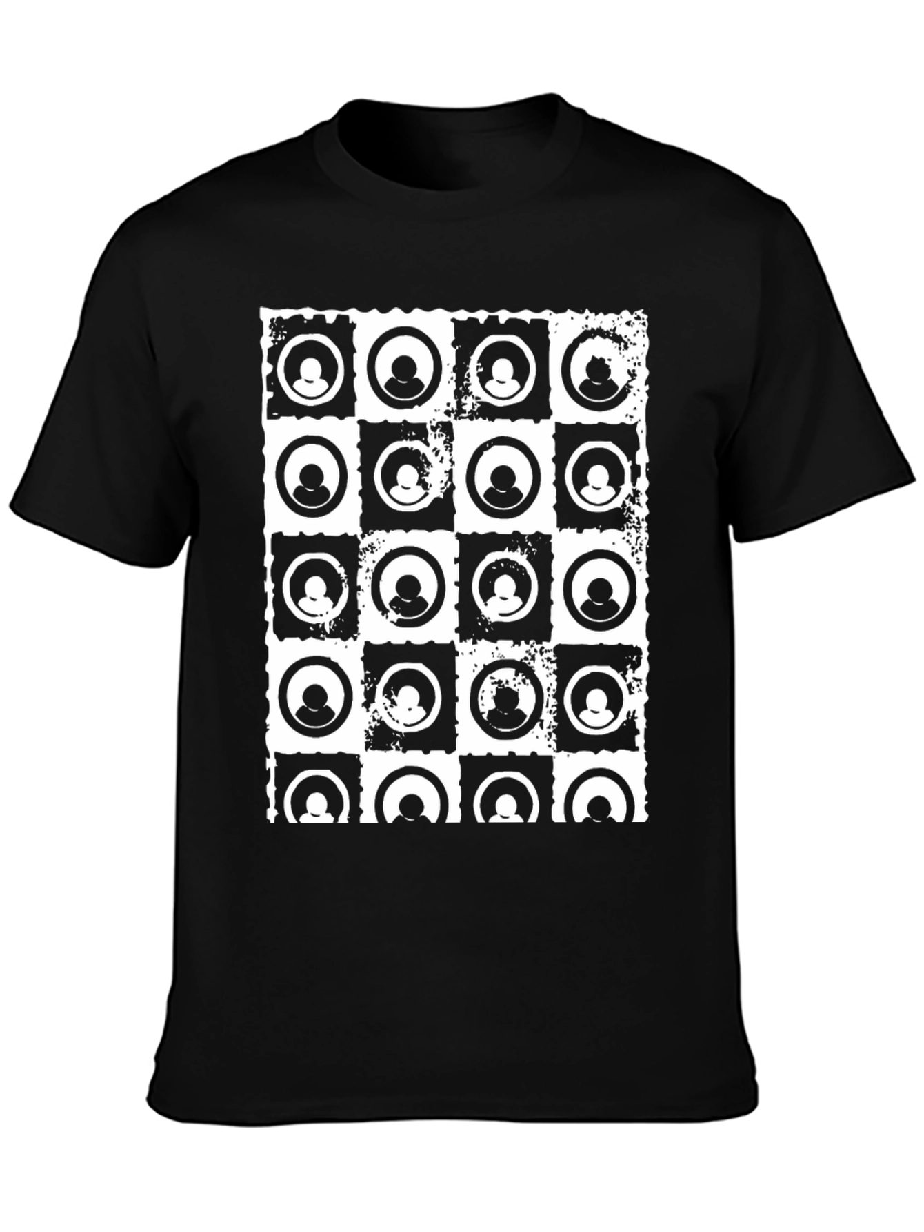 Abstract Grid Graphic Black T-Shirt