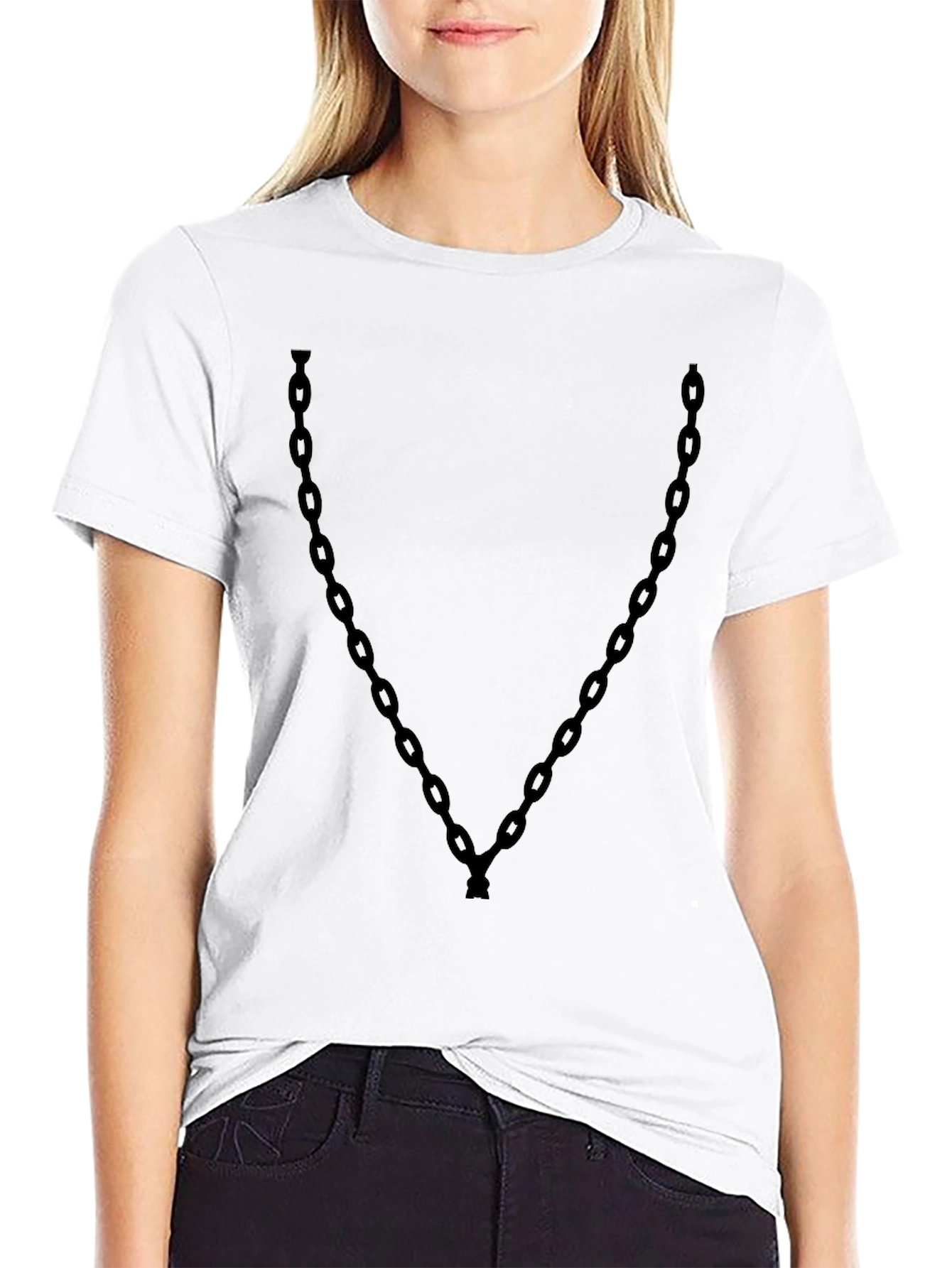 Mens Black Tee with Chain Graphic