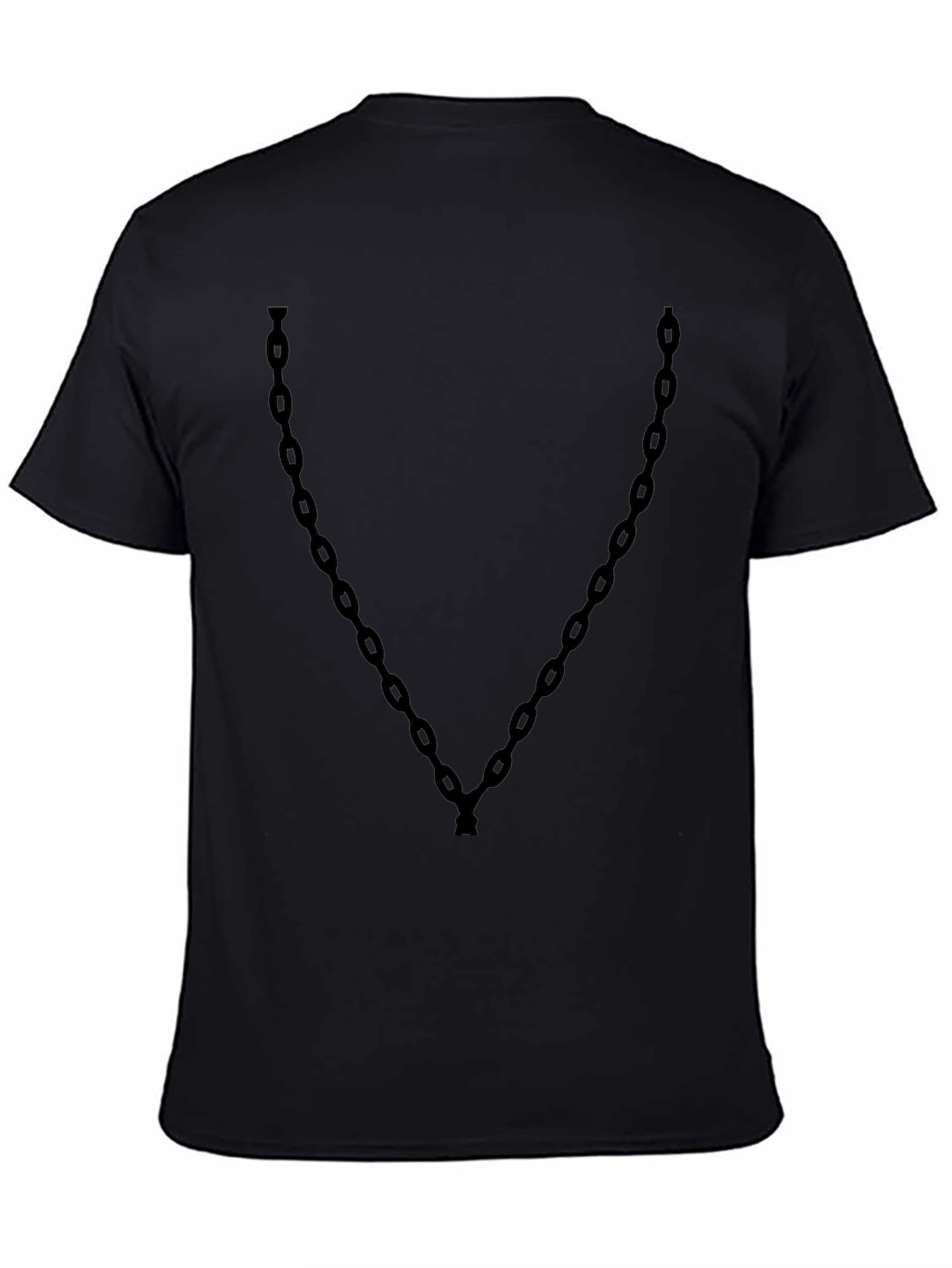 Mens Black Tee with Chain Graphic