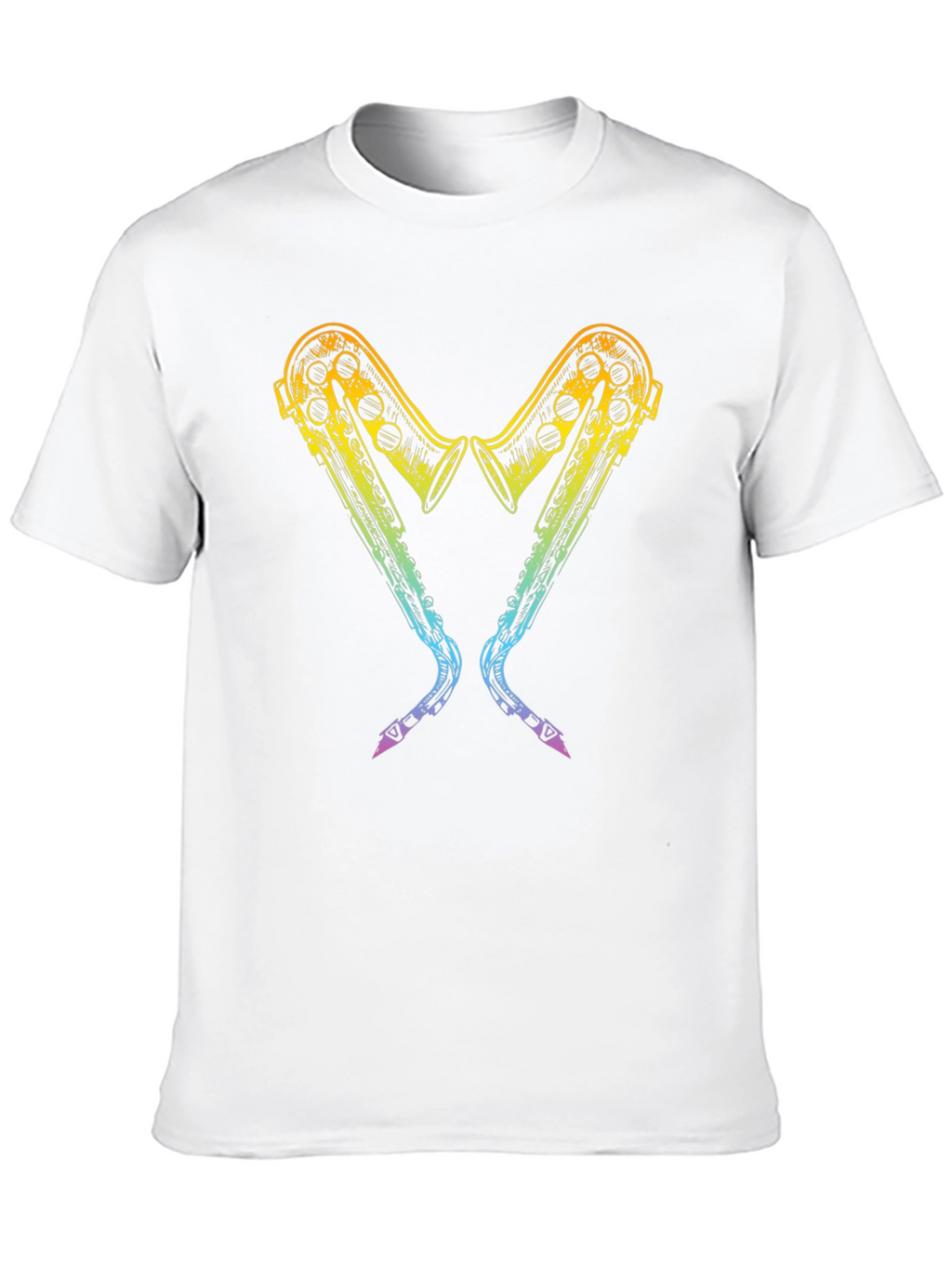 Rainbow Saxophone Heart Graphic T-Shirt