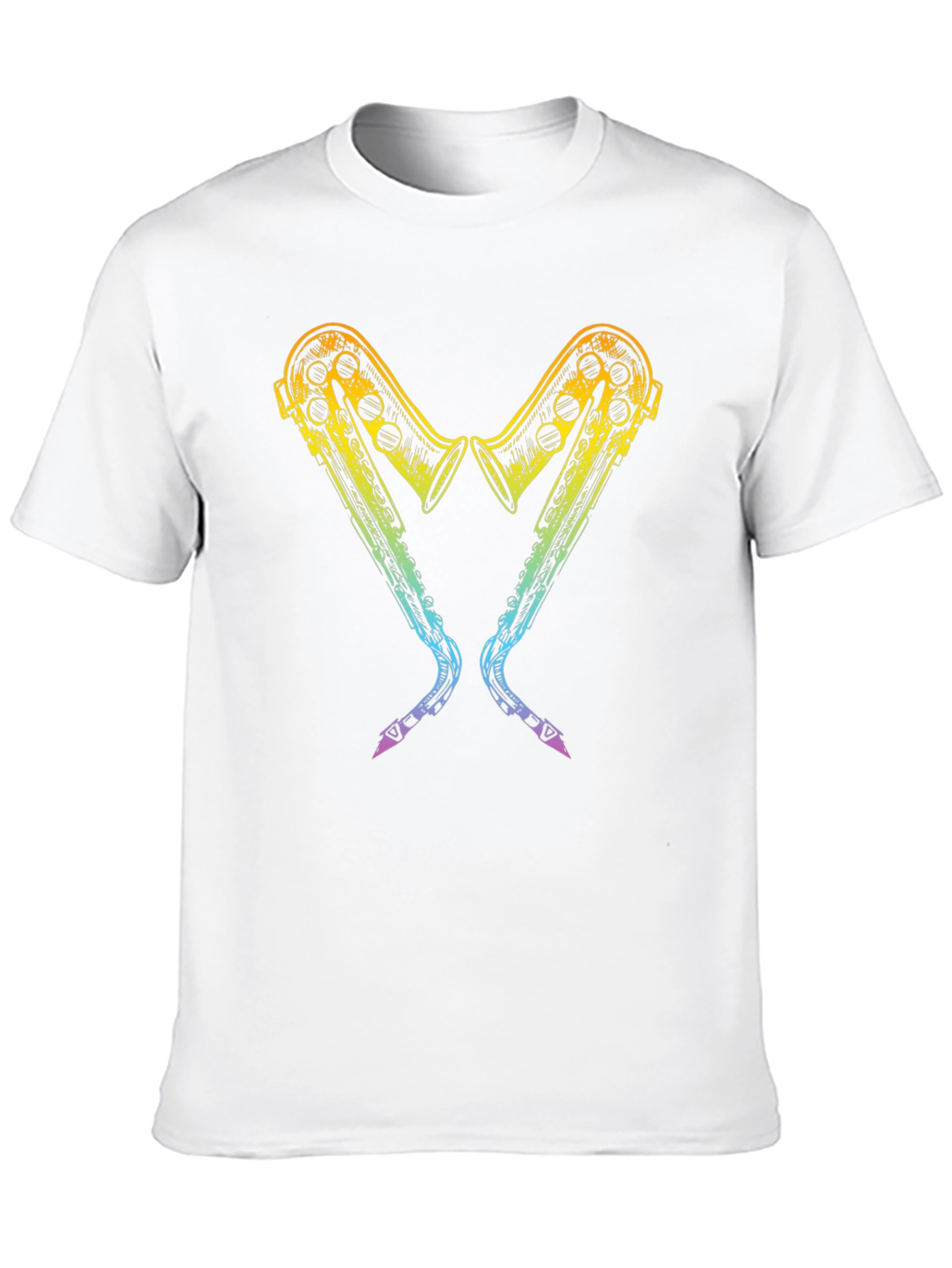Rainbow Saxophone Heart Graphic T-Shirt