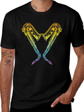 Rainbow Saxophone Heart Graphic T-Shirt