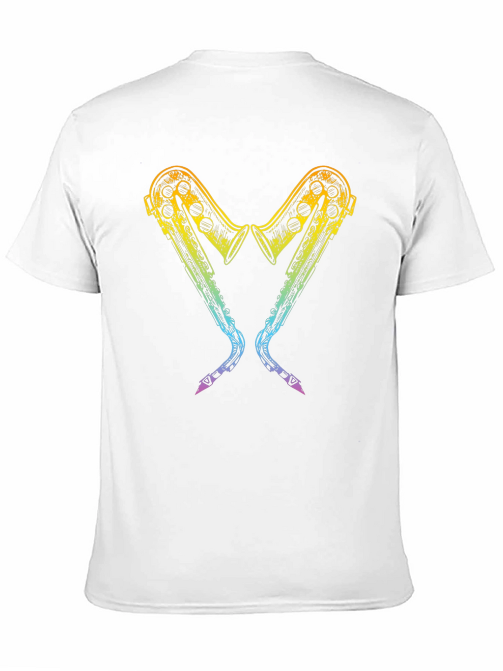 Rainbow Saxophone Heart Graphic T-Shirt