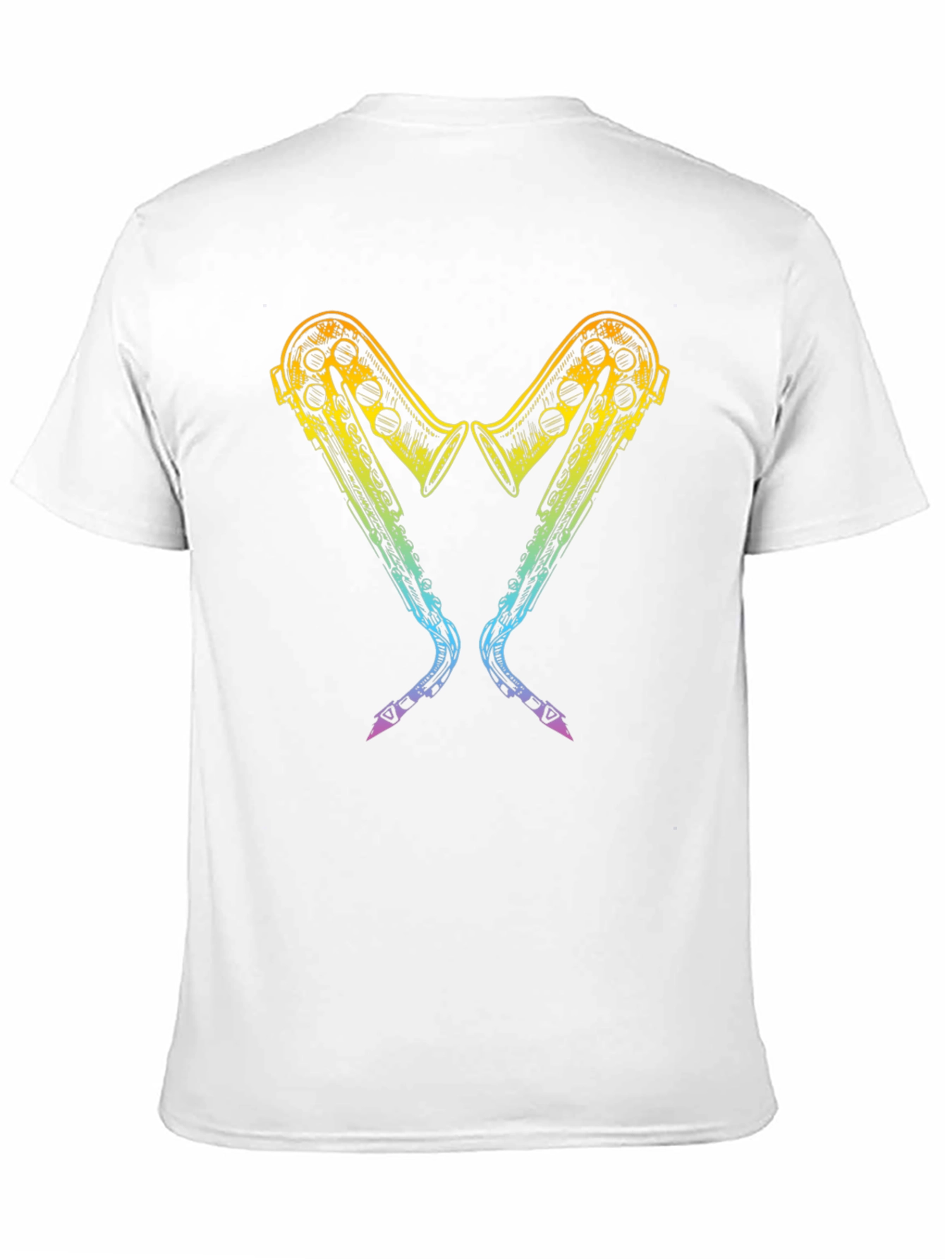 Rainbow Saxophone Heart Graphic T-Shirt