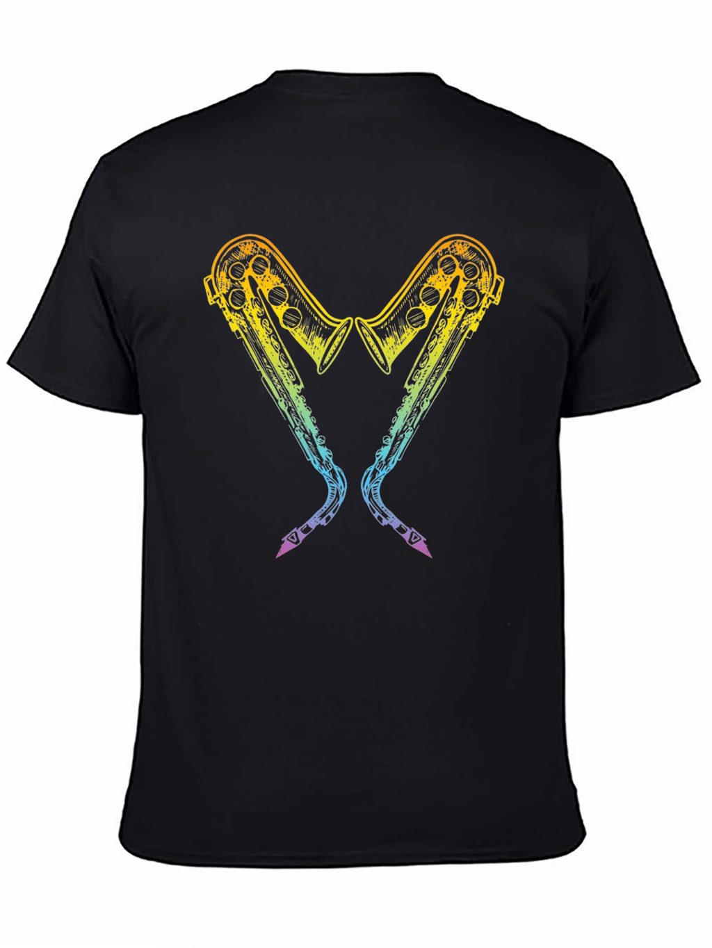 Rainbow Saxophone Heart Graphic T-Shirt