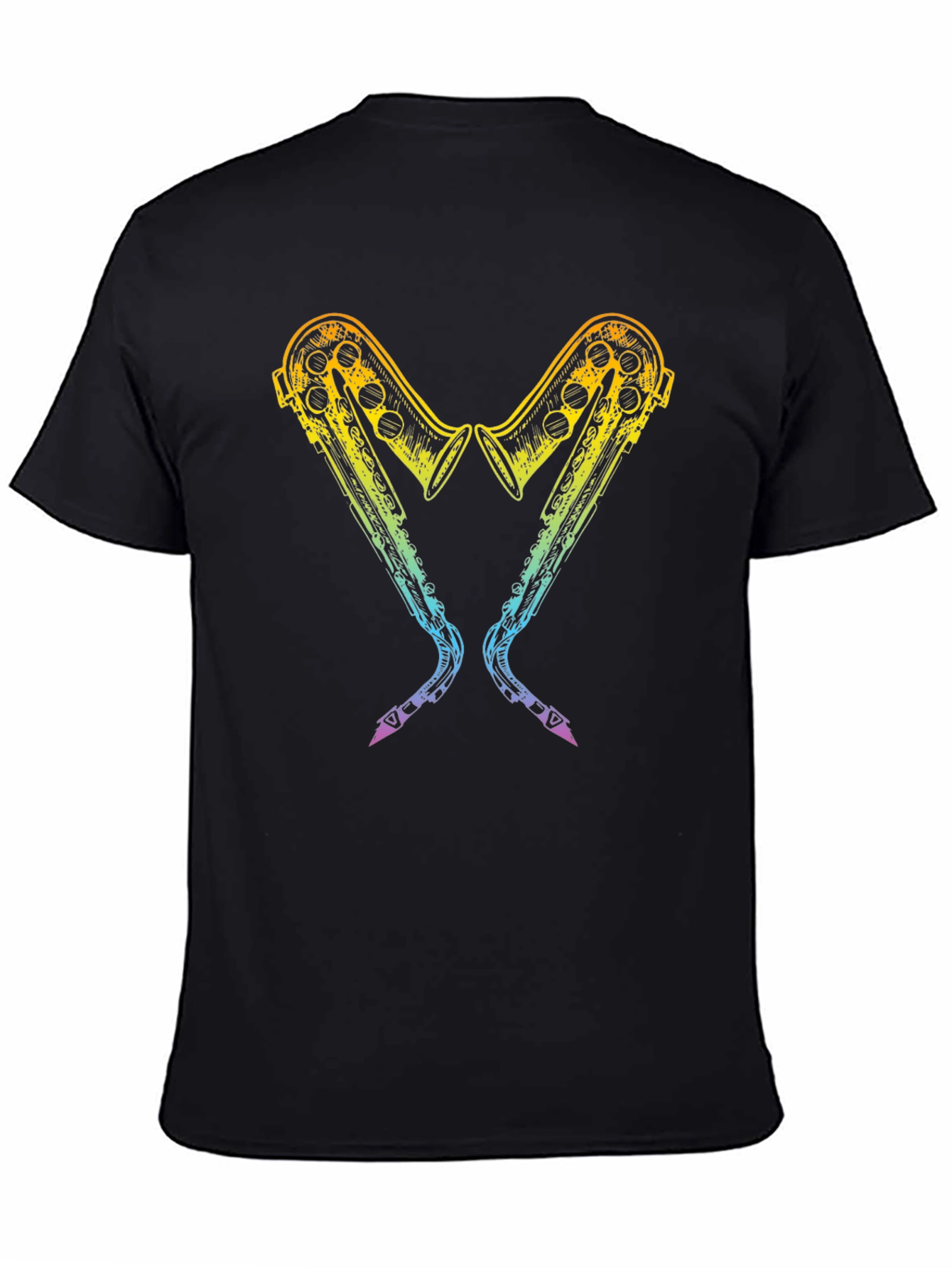 Rainbow Saxophone Heart Graphic T-Shirt