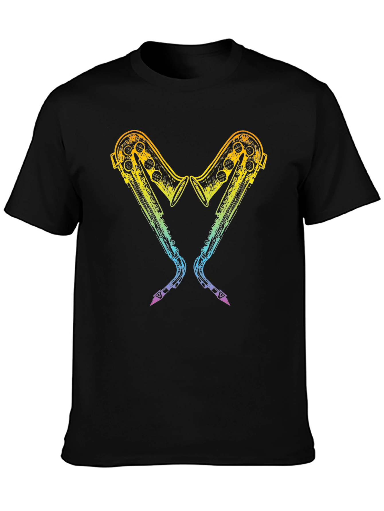 Rainbow Saxophone Heart Graphic T-Shirt