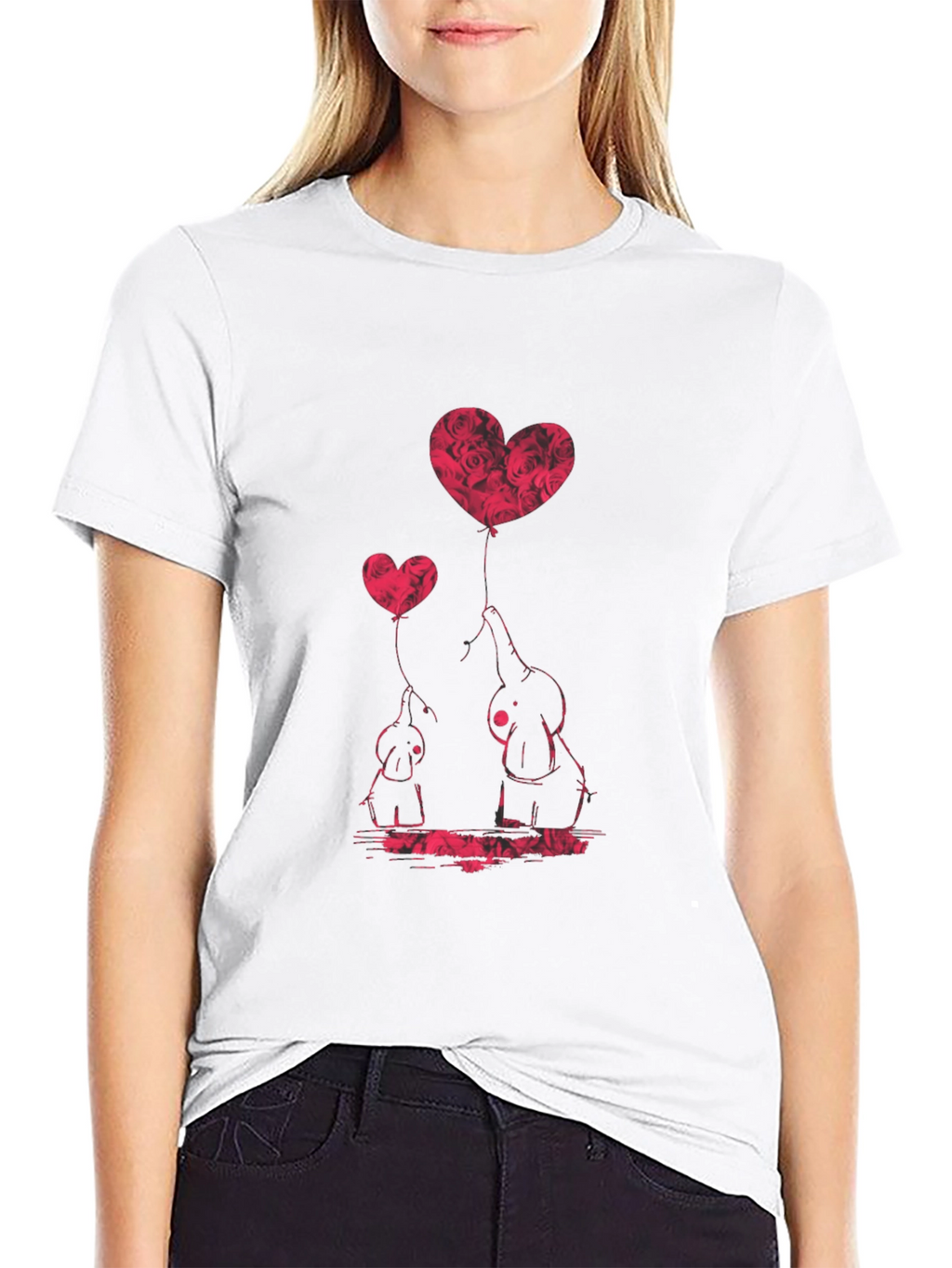 Elephant Love Heart Balloon Graphic Tee