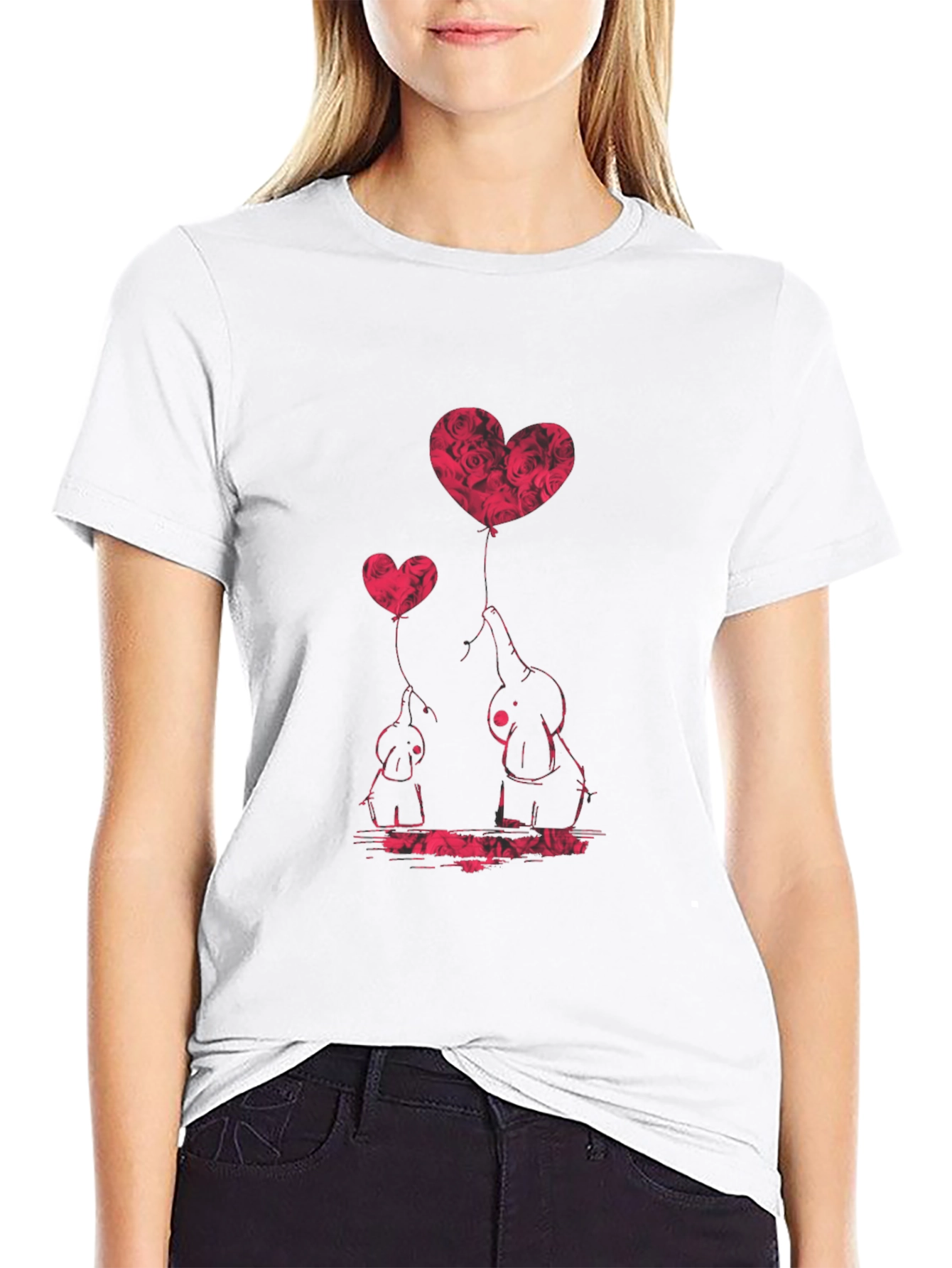 Elephant Love Heart Balloon Graphic Tee