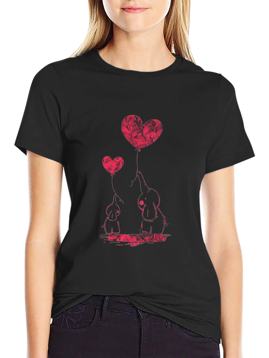 Elephant Love Heart Balloon Graphic Tee