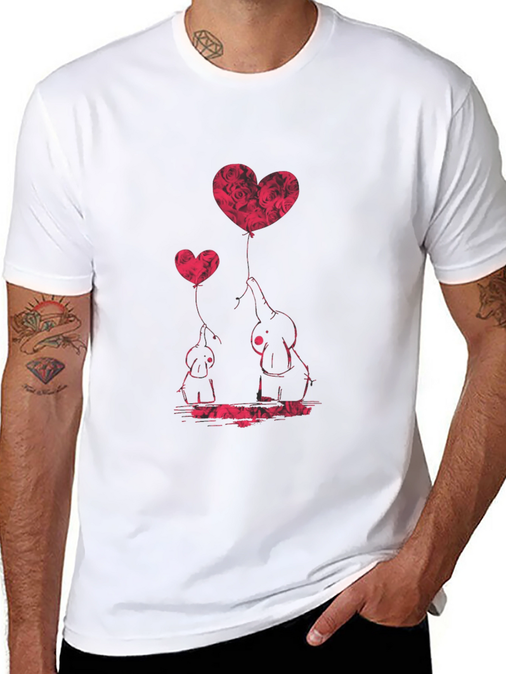 Elephant Love Heart Balloon Graphic Tee