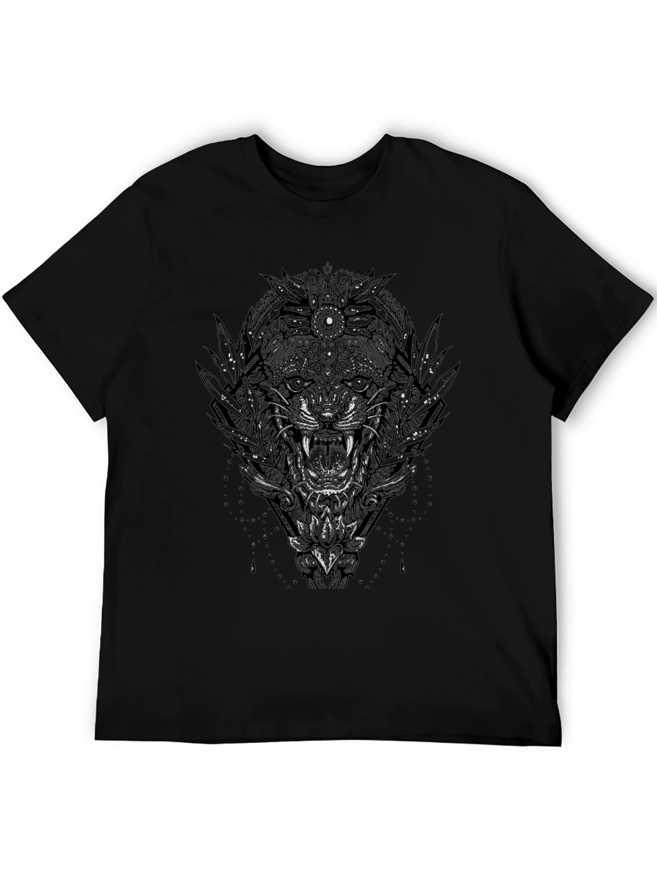 Black Tiger Graphic Tee - Mens Short Sleeve Shirt