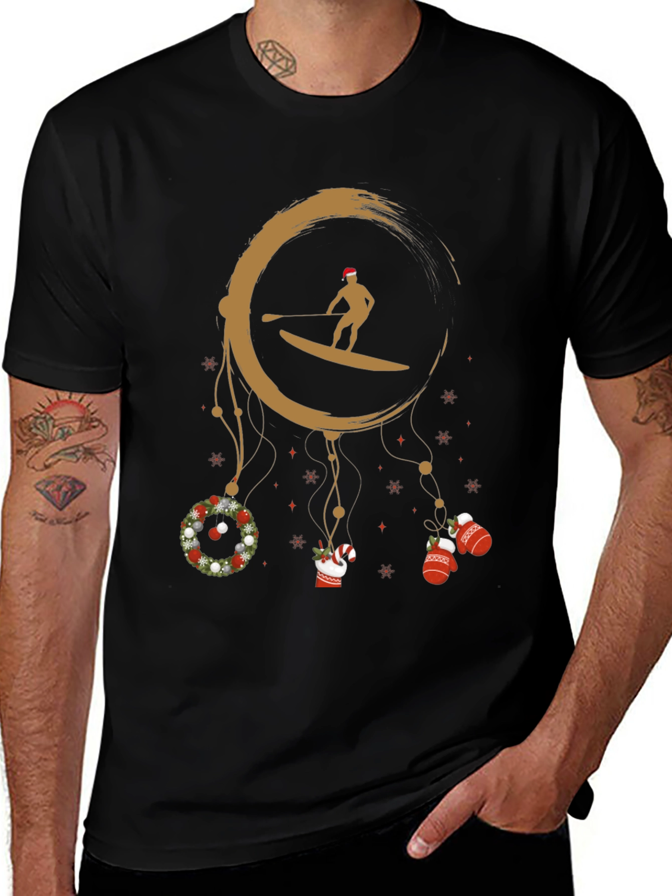 Christmas Paddle Boarder T-Shirt