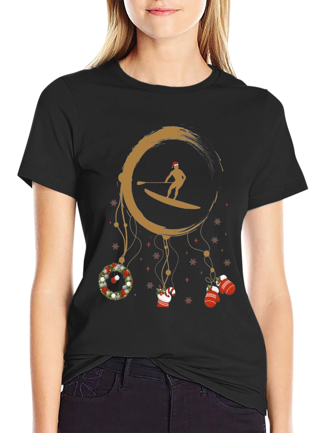 Christmas Paddle Boarder T-Shirt