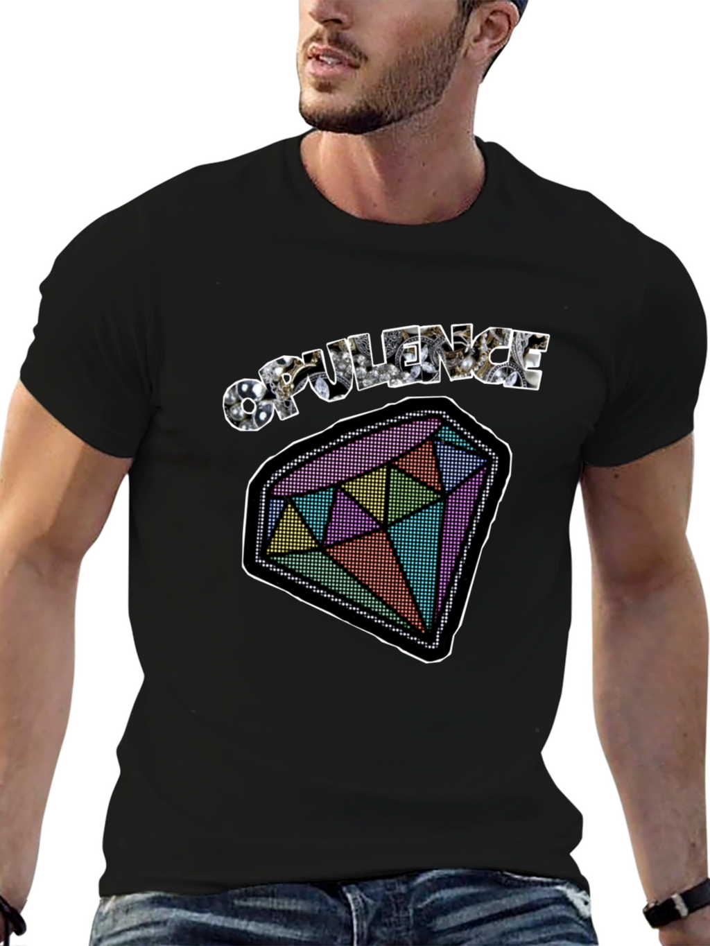 Opulence Diamond Graphic Tee - Black