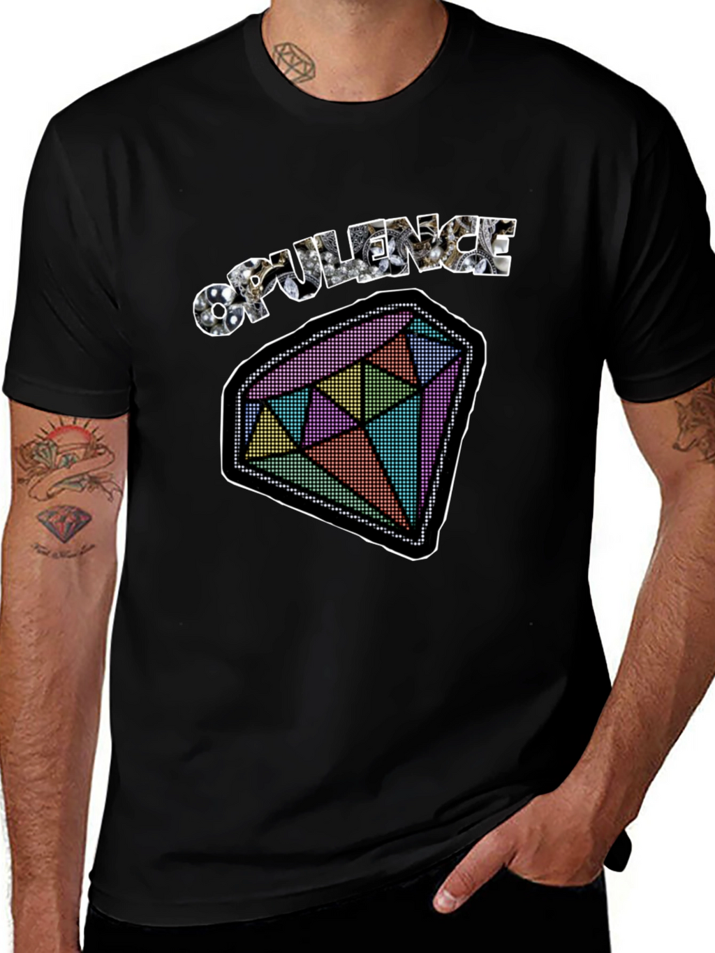 Opulence Diamond Graphic Tee - Black