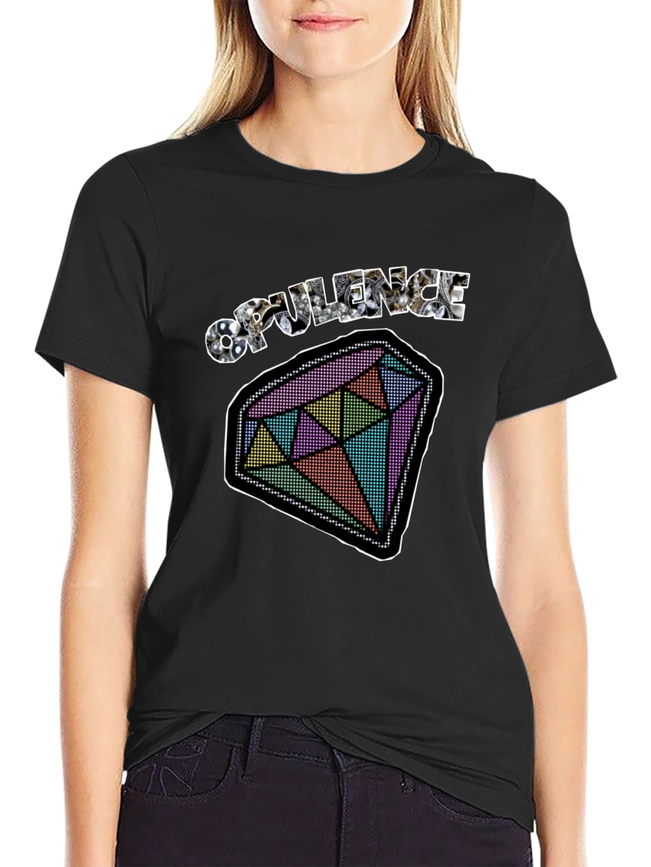 Opulence Diamond Graphic Tee - Black