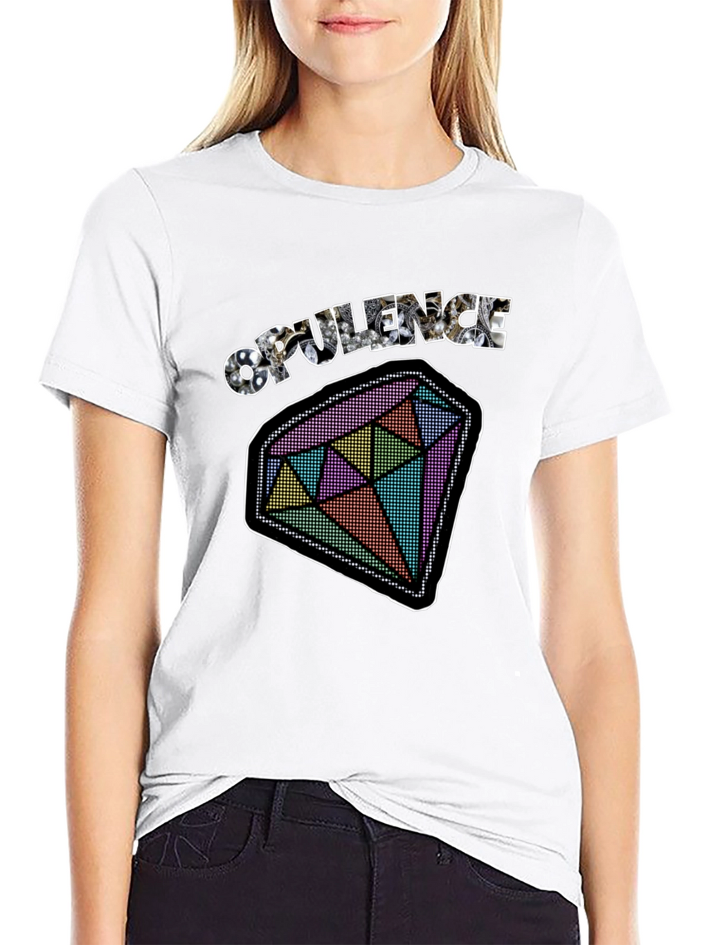 Opulence Diamond Graphic Tee - Black