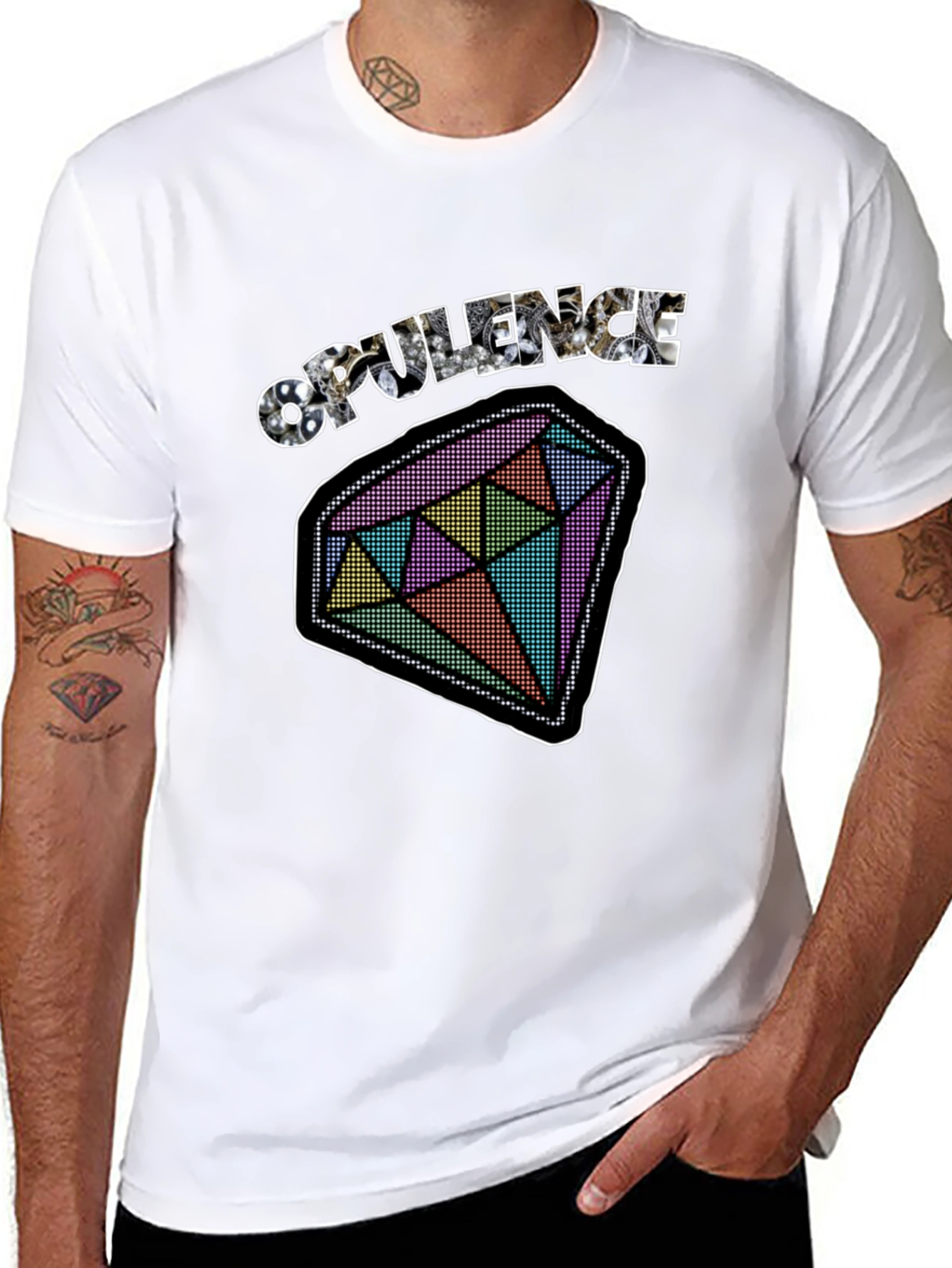 Opulence Diamond Graphic Tee - Black