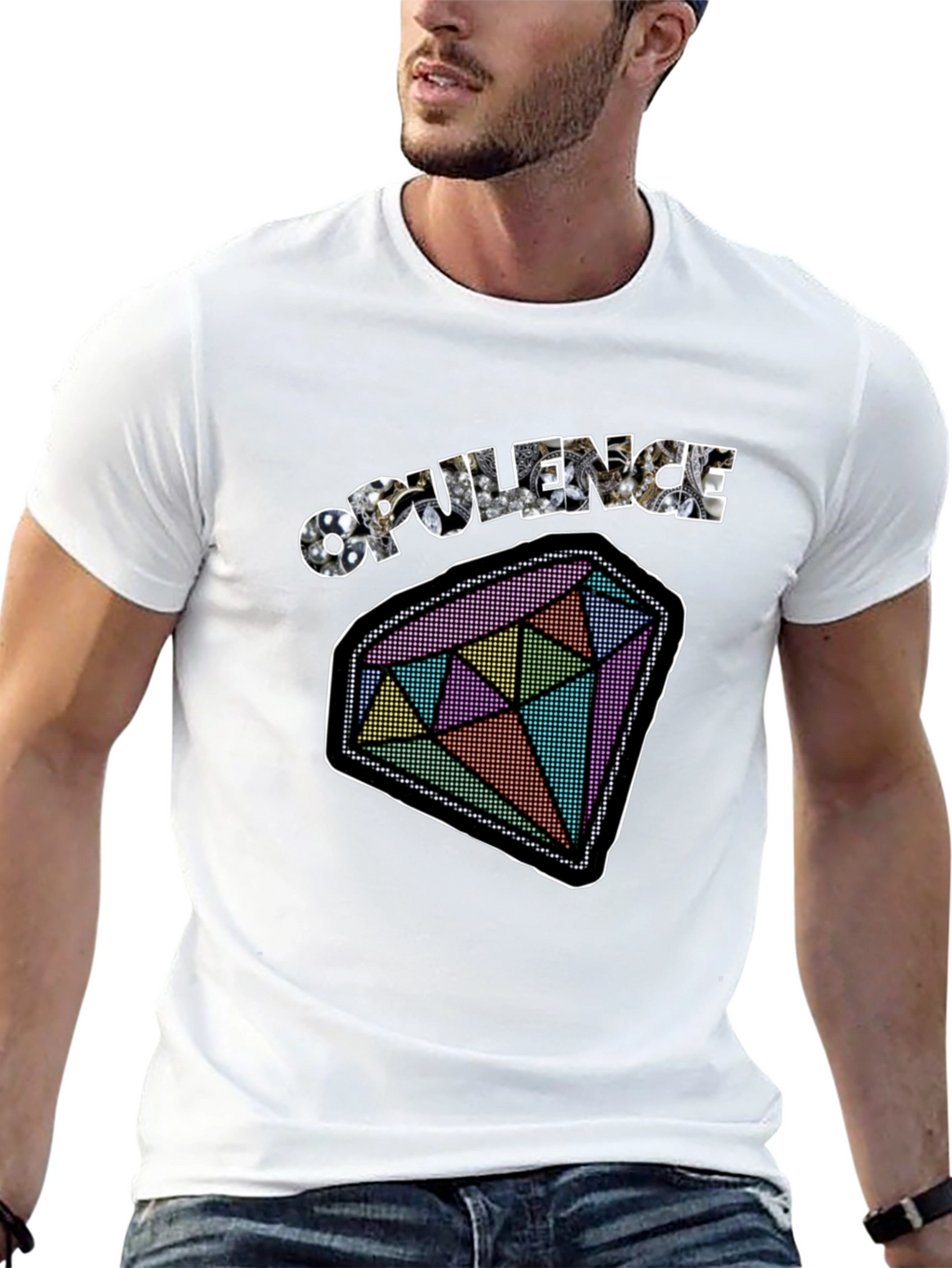 Opulence Diamond Graphic Tee - Black