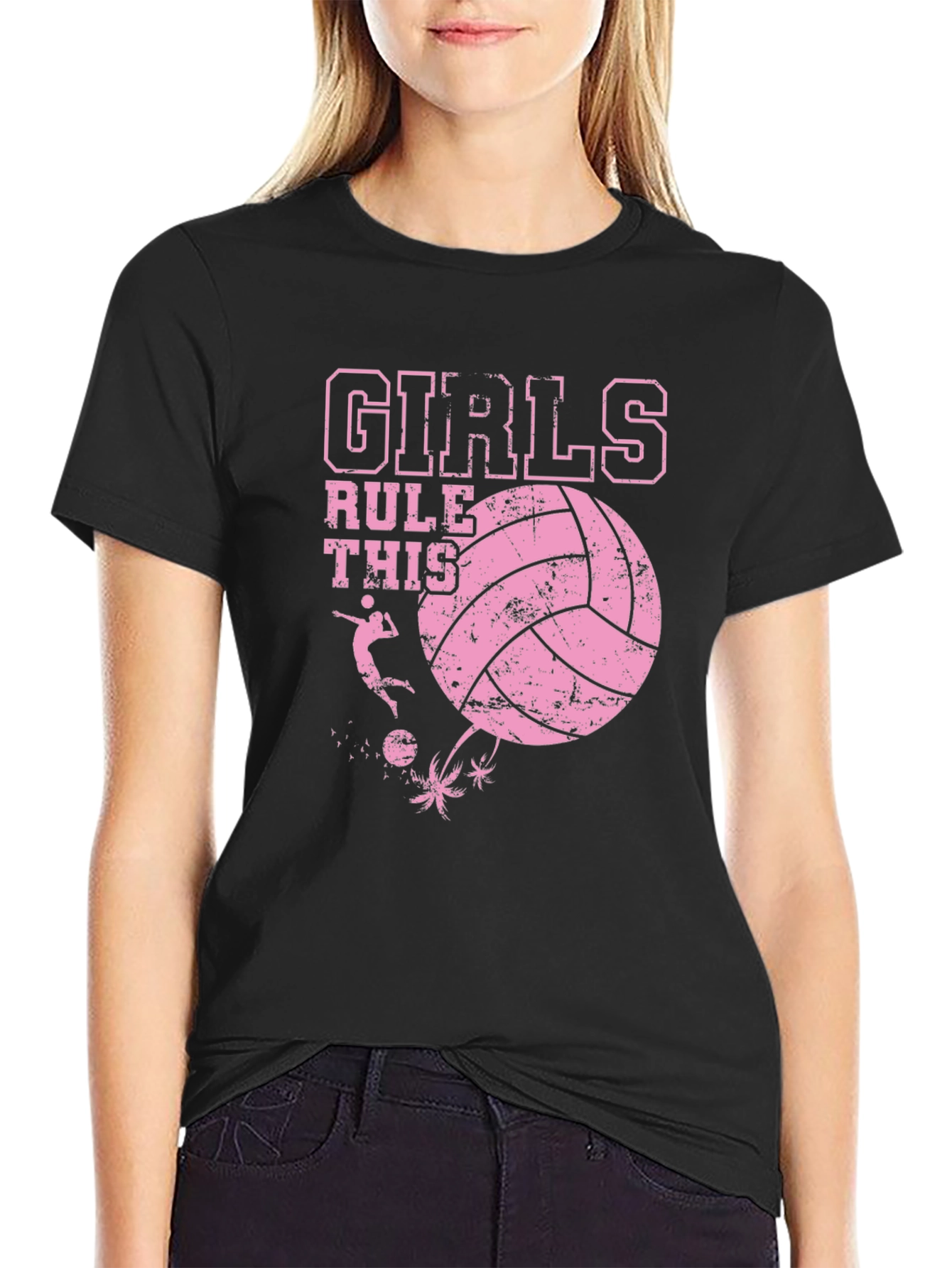 Girls Rule This Volleyball Graphic T-Shirt