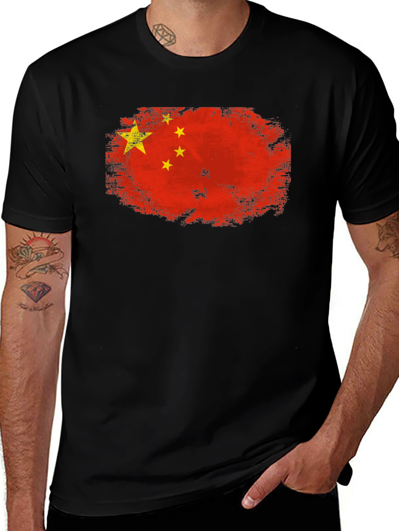 China Flag T-Shirt - Distressed Design