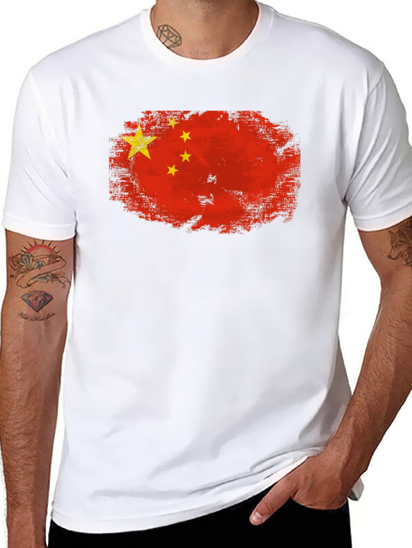 China Flag T-Shirt - Distressed Design