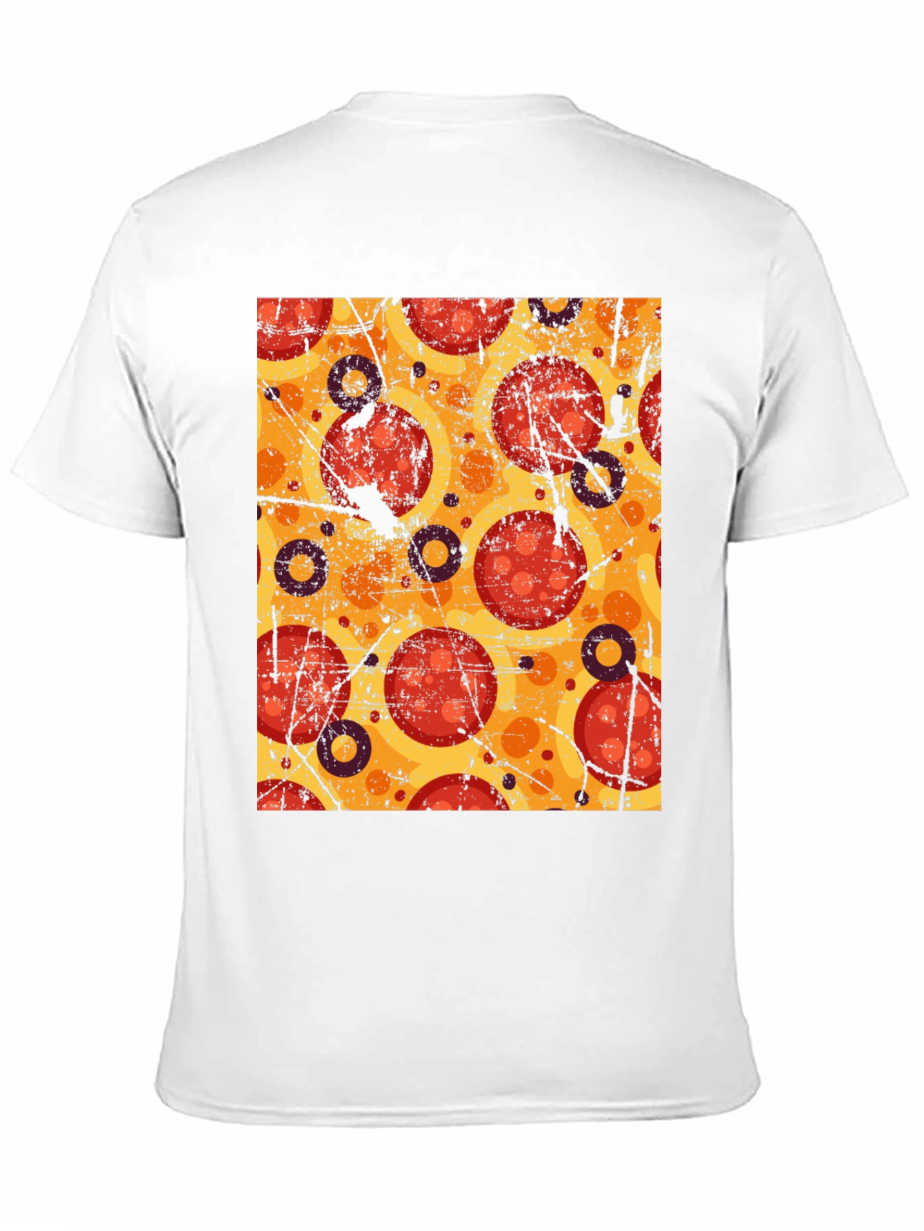 Pizza Pattern Graphic Tee - Black Cotton T-Shirt