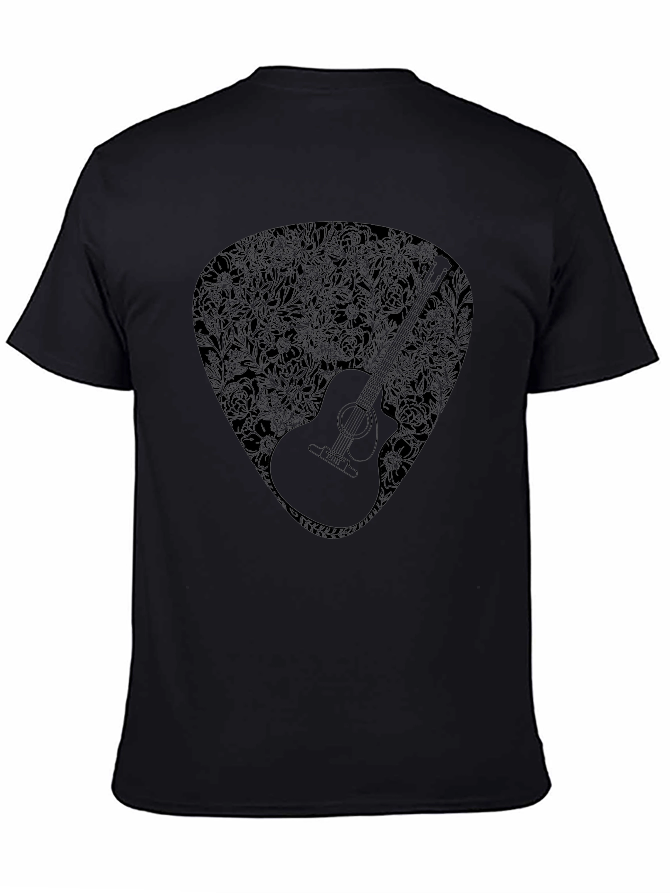 Guitar Pick Floral Graphic T-Shirt - Casual Musician Style
