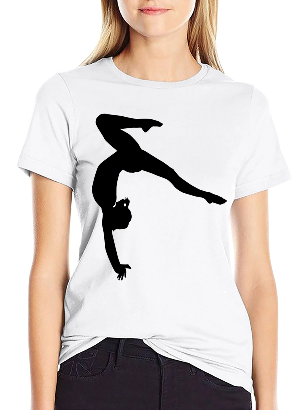 Gymnast Silhouette Graphic Black T-Shirt