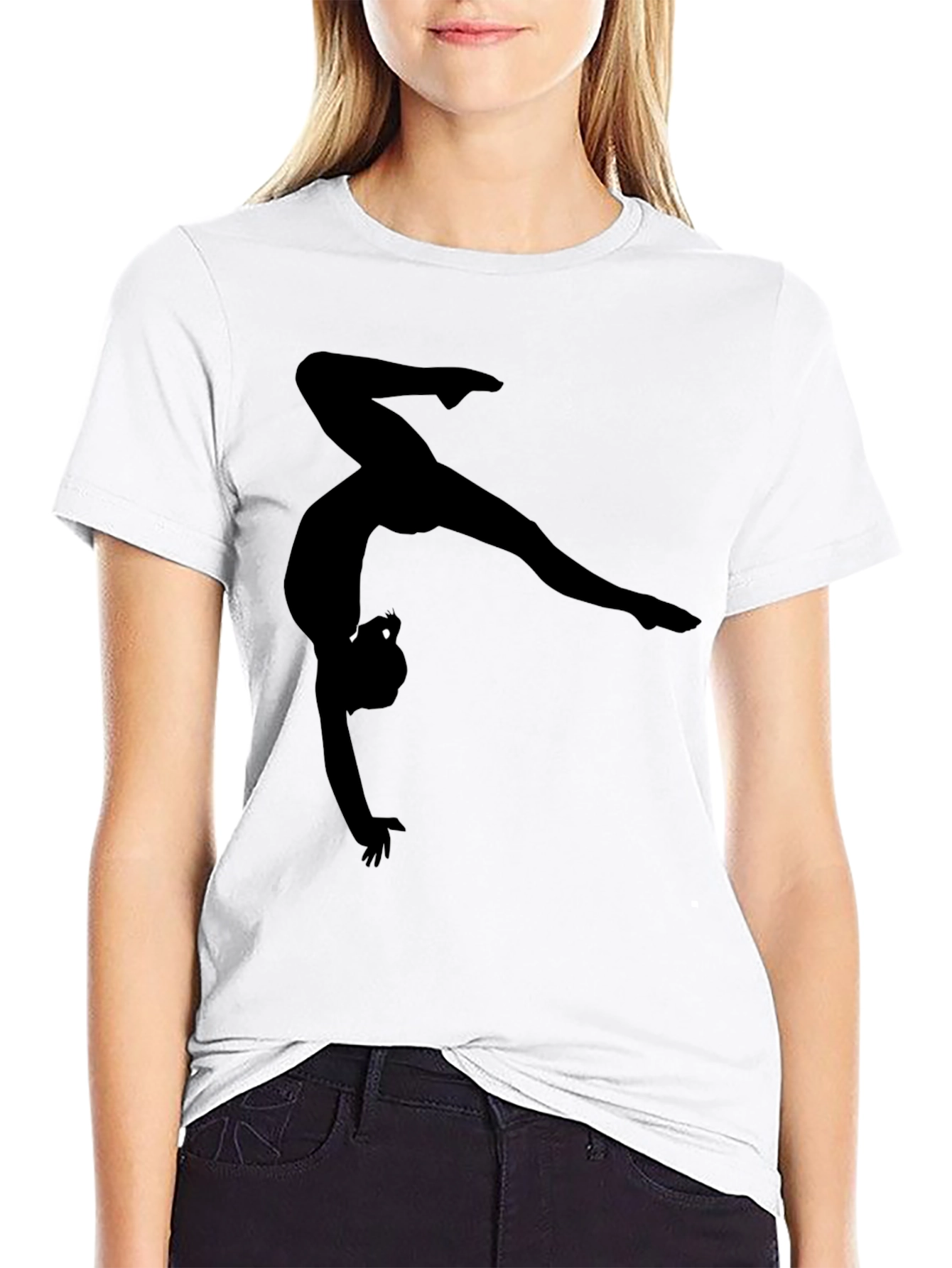 Gymnast Silhouette Graphic Black T-Shirt