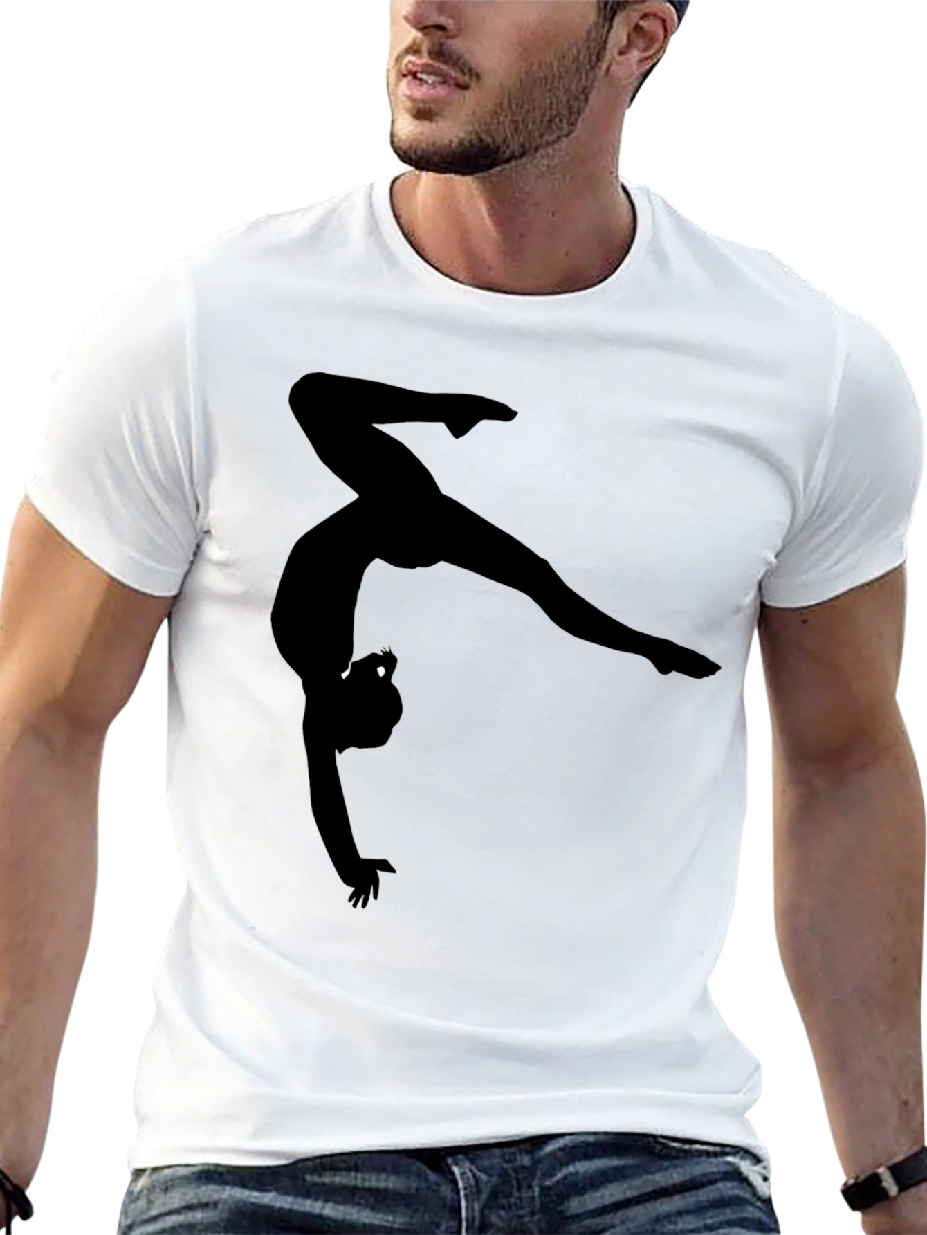 Gymnast Silhouette Graphic Black T-Shirt
