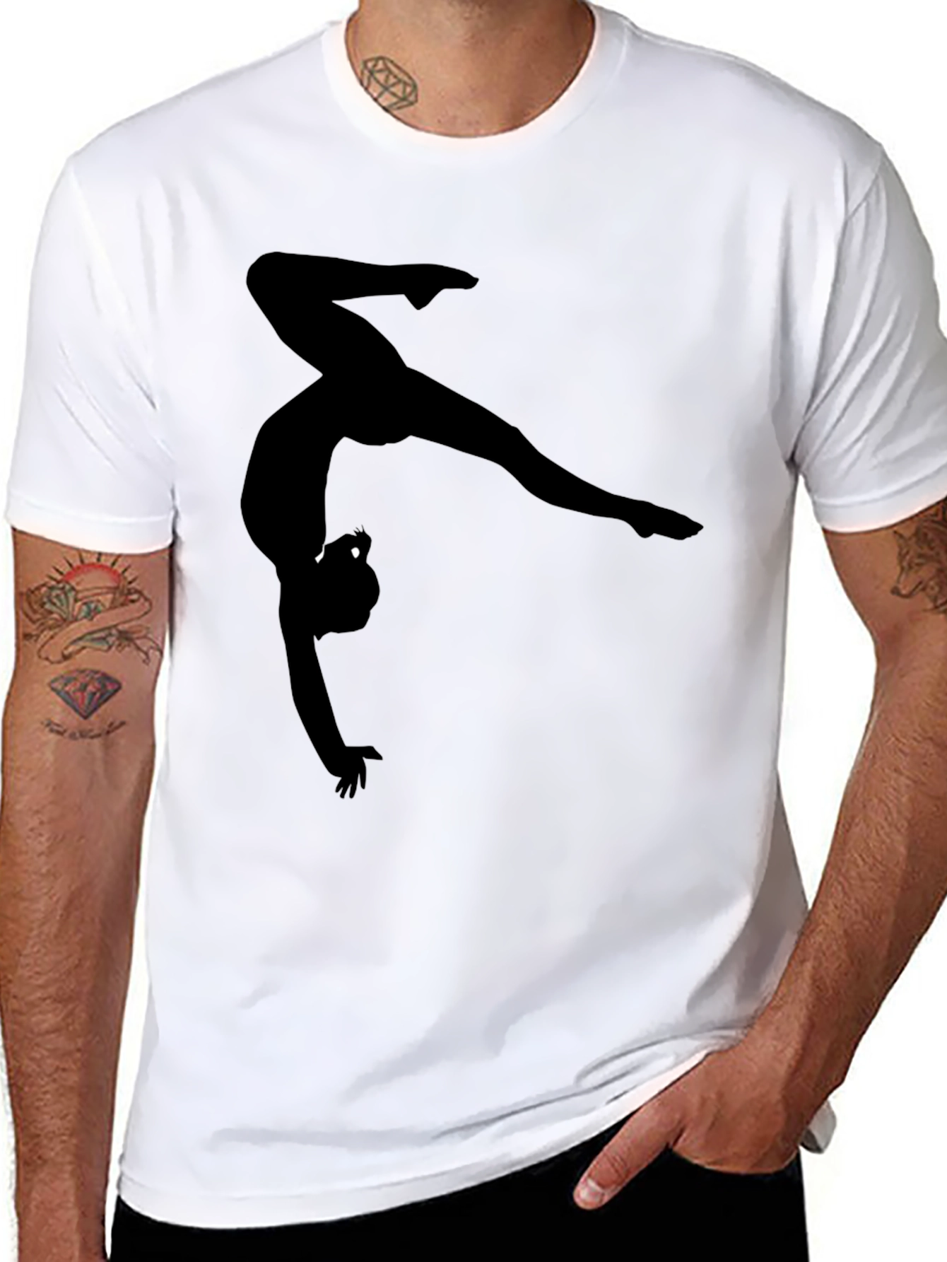 Gymnast Silhouette Graphic Black T-Shirt