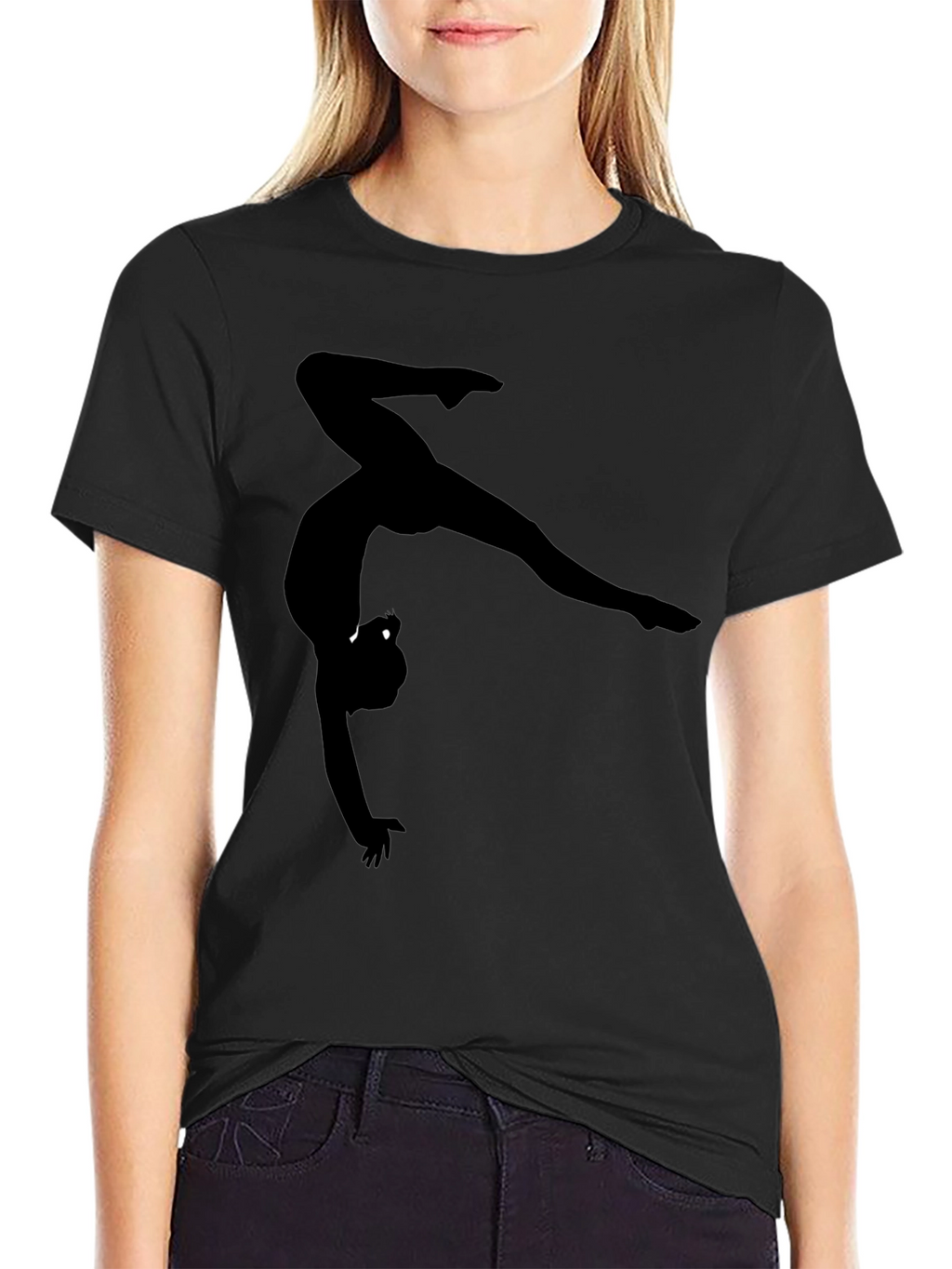 Gymnast Silhouette Graphic Black T-Shirt