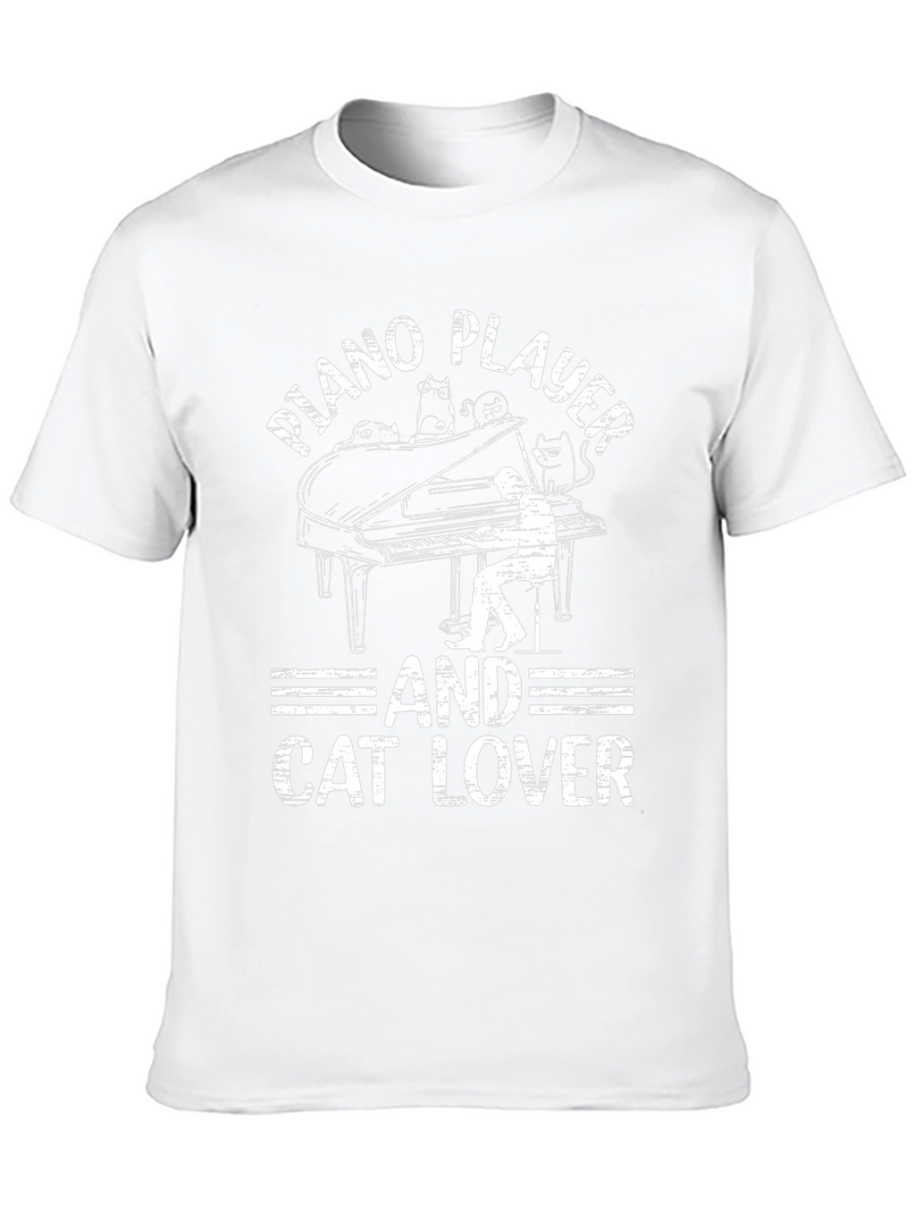 Piano Player and Cat Lover Black T-Shirt