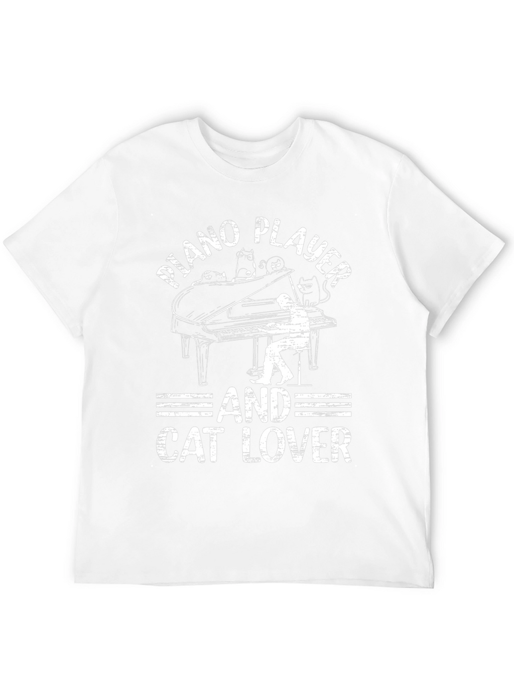 Piano Player and Cat Lover Black T-Shirt