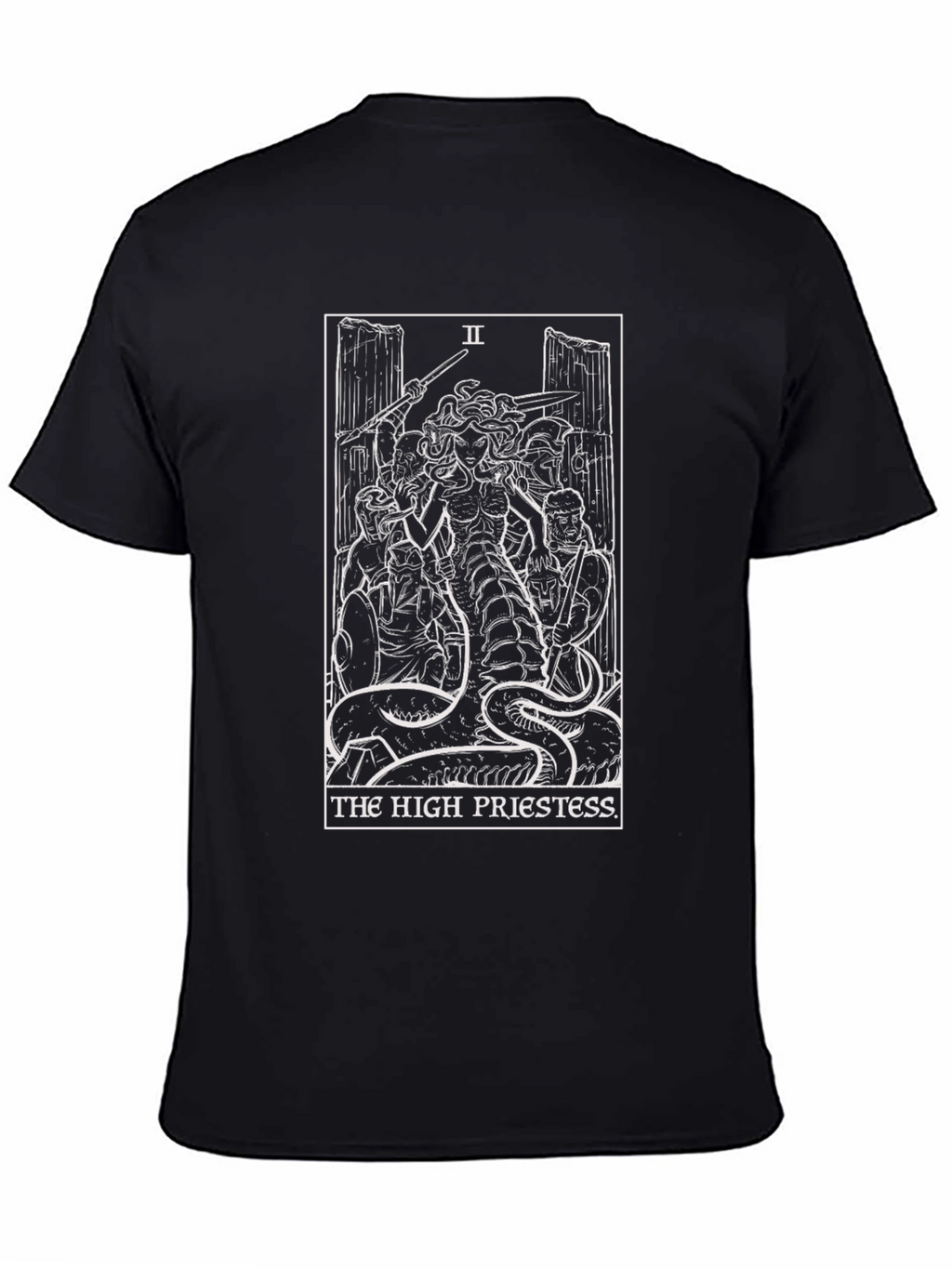 Medusa High Priestess Tarot Card Black T-Shirt