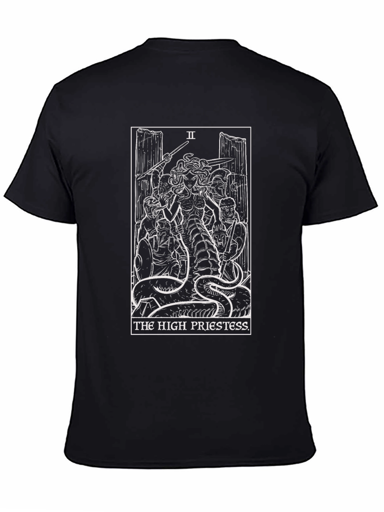 Medusa High Priestess Tarot Card Black T-Shirt