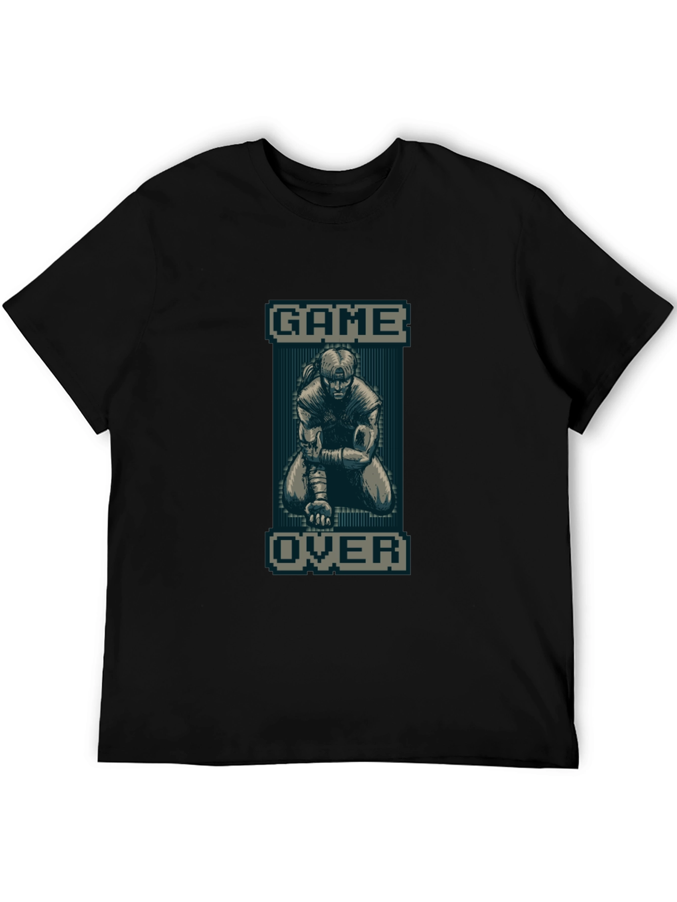 Game Over Pixel Art Black T-Shirt
