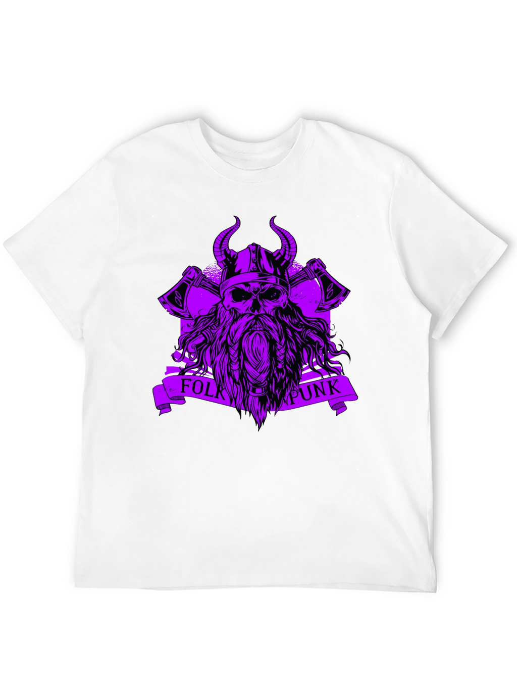 Folk Punk Viking Skull Black T-Shirt