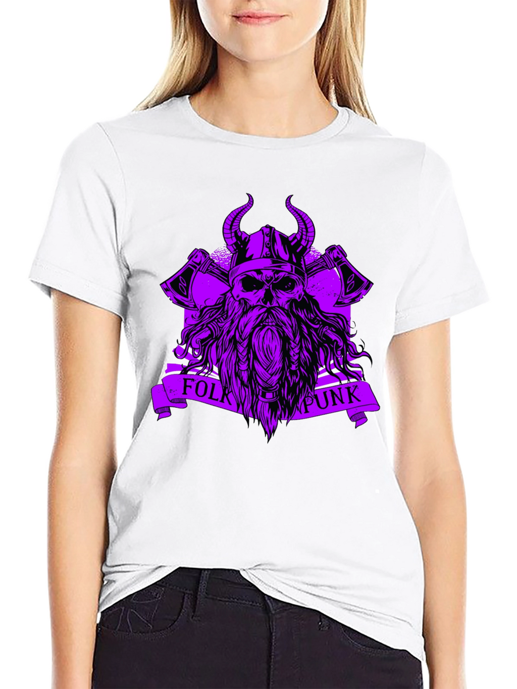 Folk Punk Viking Skull Black T-Shirt