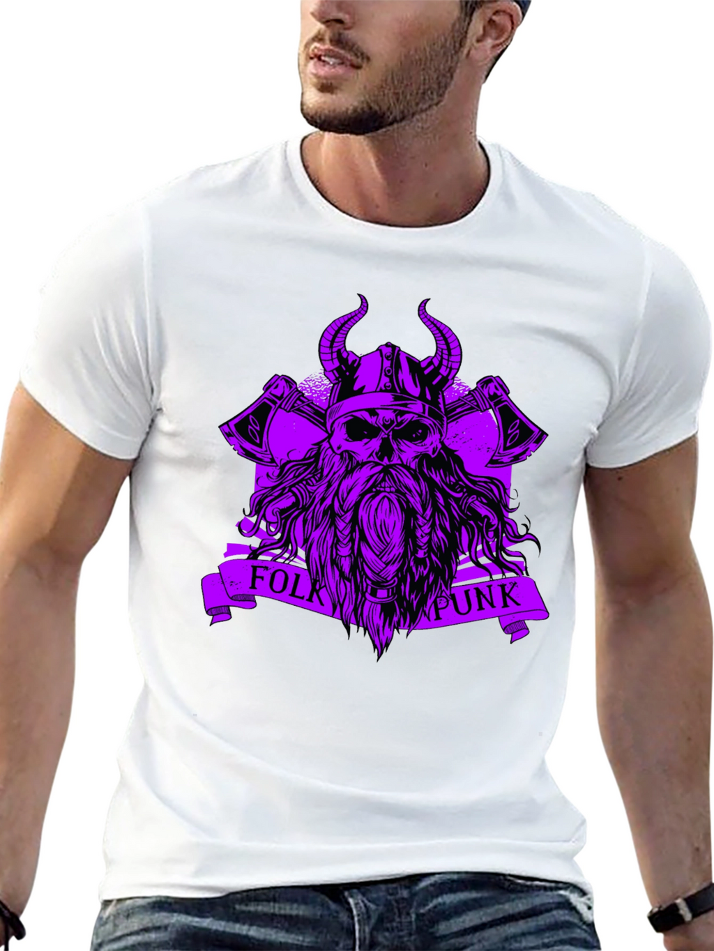 Folk Punk Viking Skull Black T-Shirt