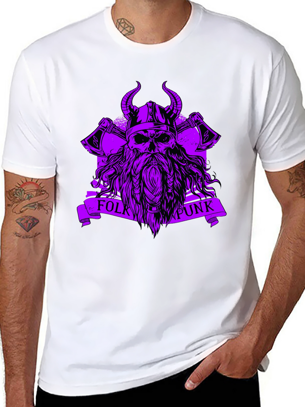 Folk Punk Viking Skull Black T-Shirt