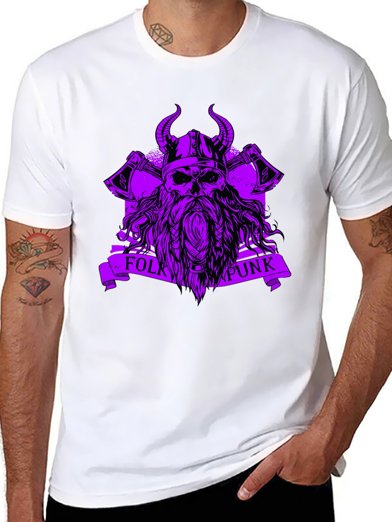 Folk Punk Viking Skull Black T-Shirt