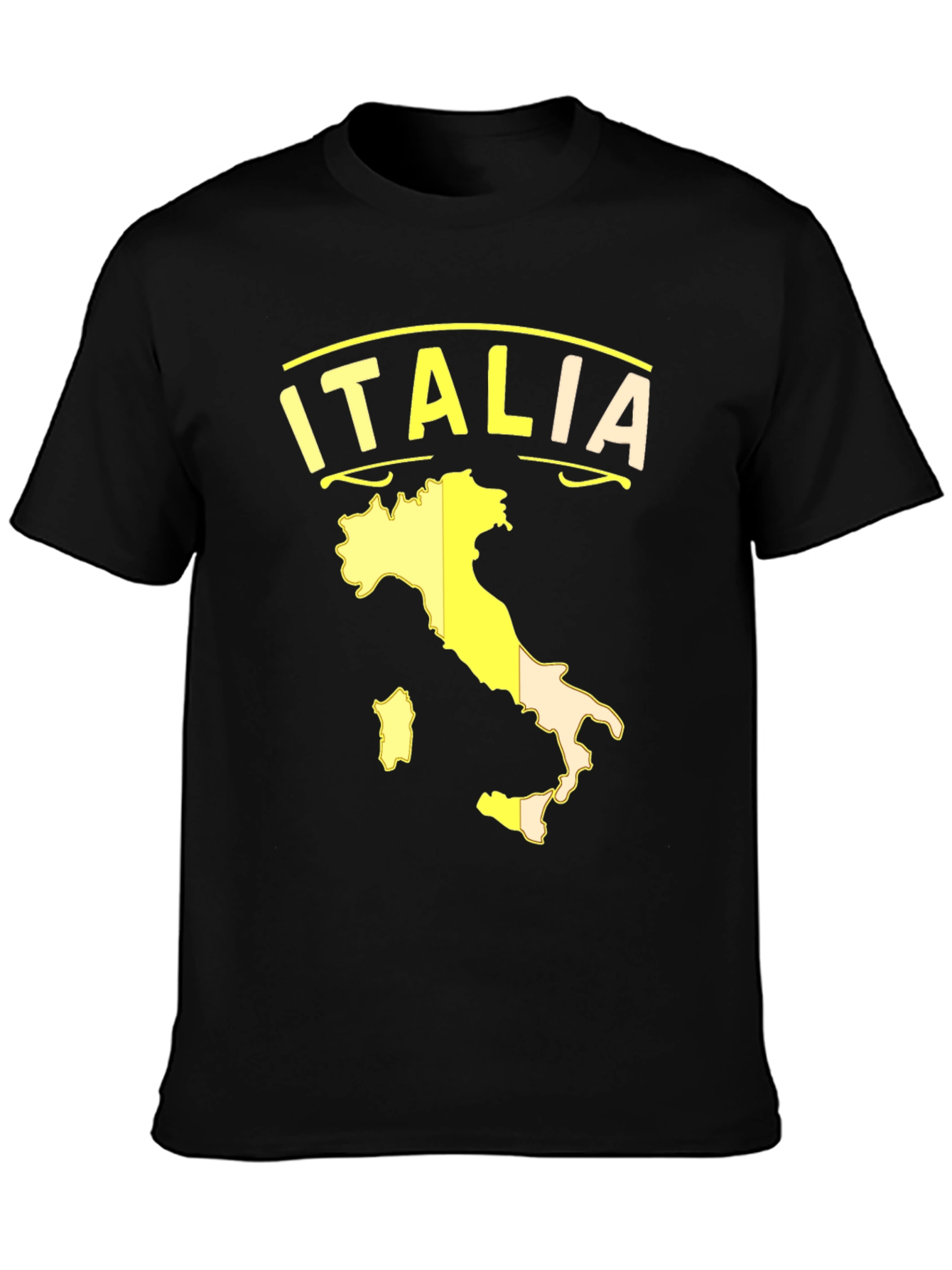 Italia Map Graphic Tee - Black Cotton T-Shirt