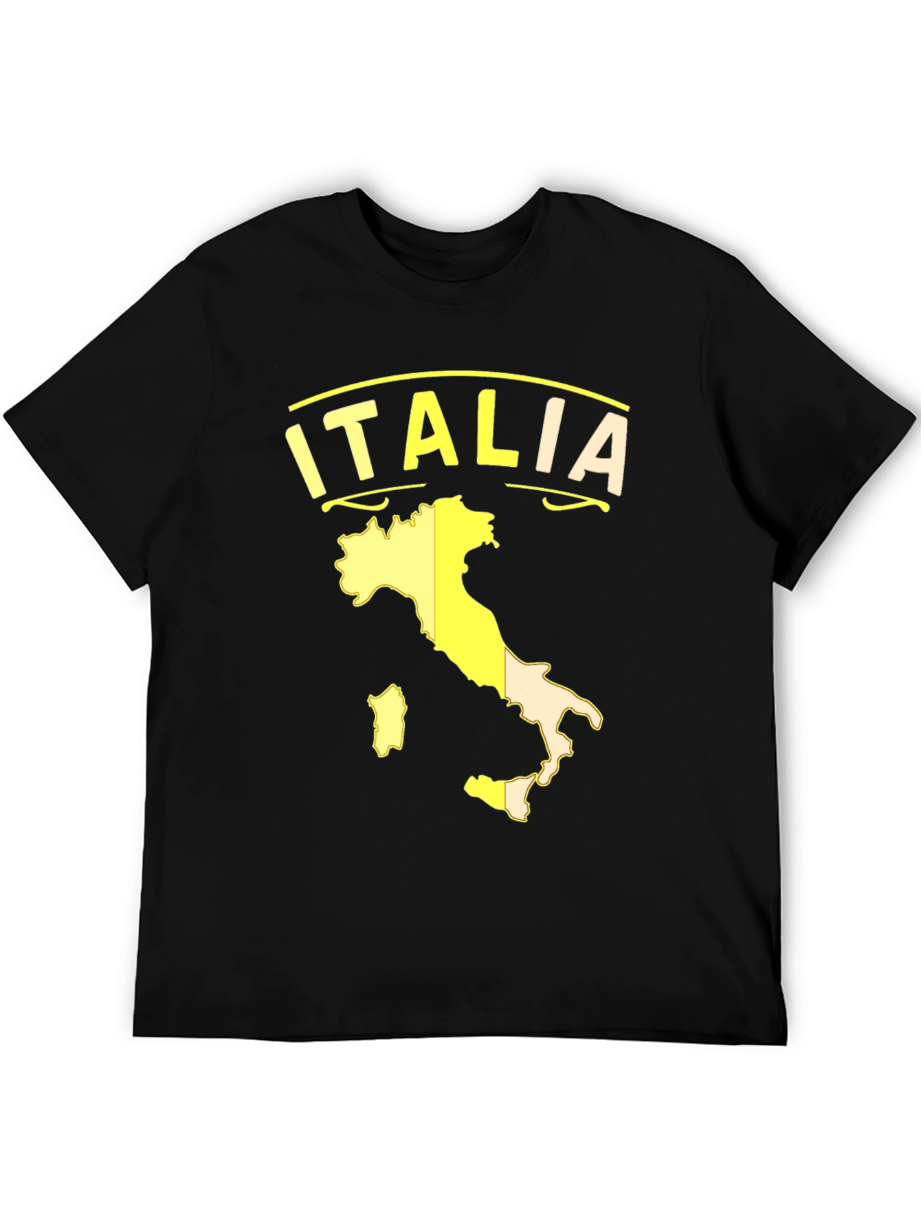Italia Map Graphic Tee - Black Cotton T-Shirt
