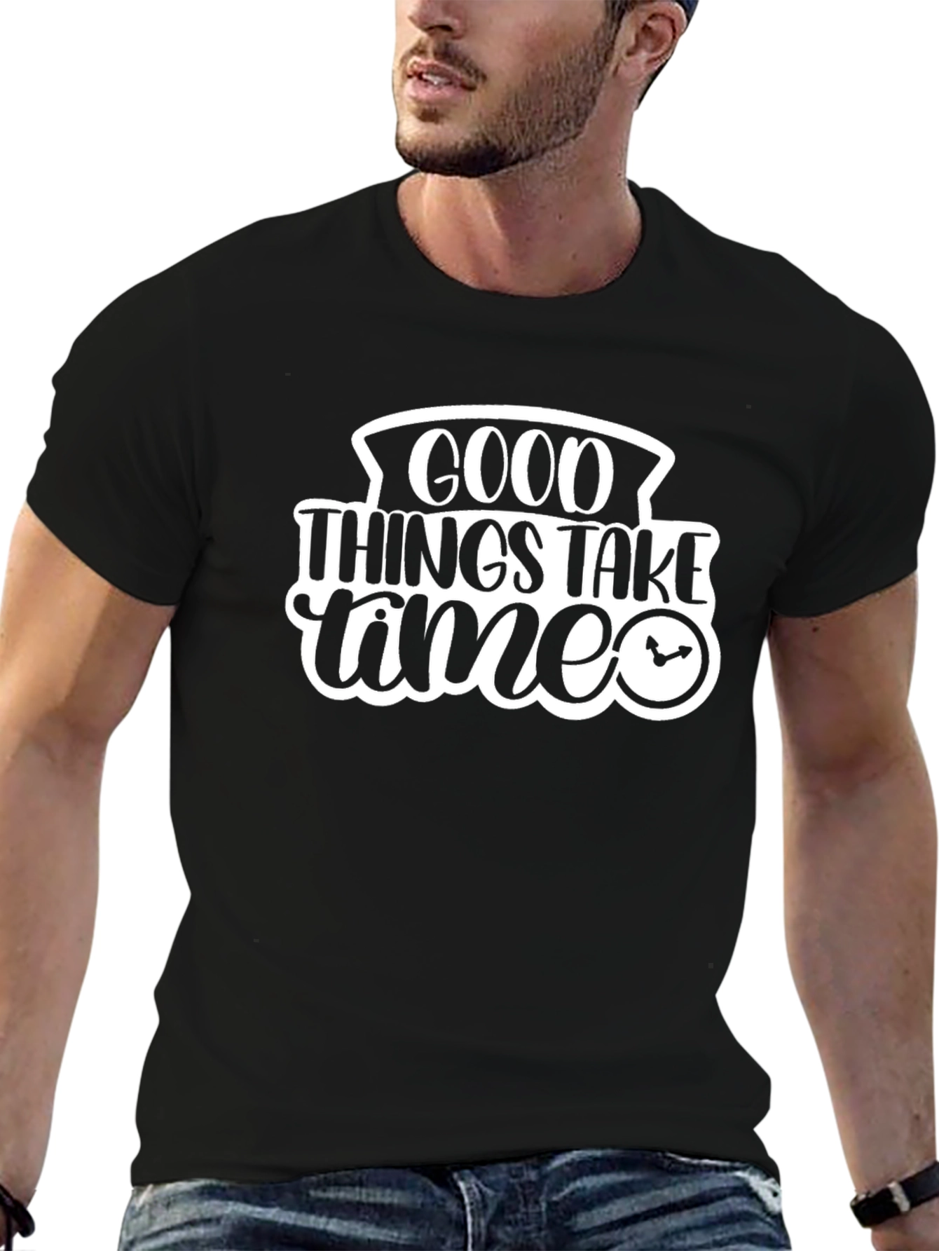 Good Things Take Time Black T-Shirt