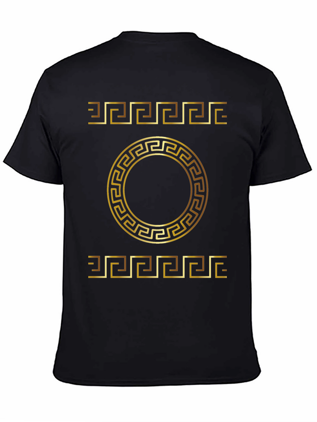 Gold Greek Key Pattern Black T-Shirt